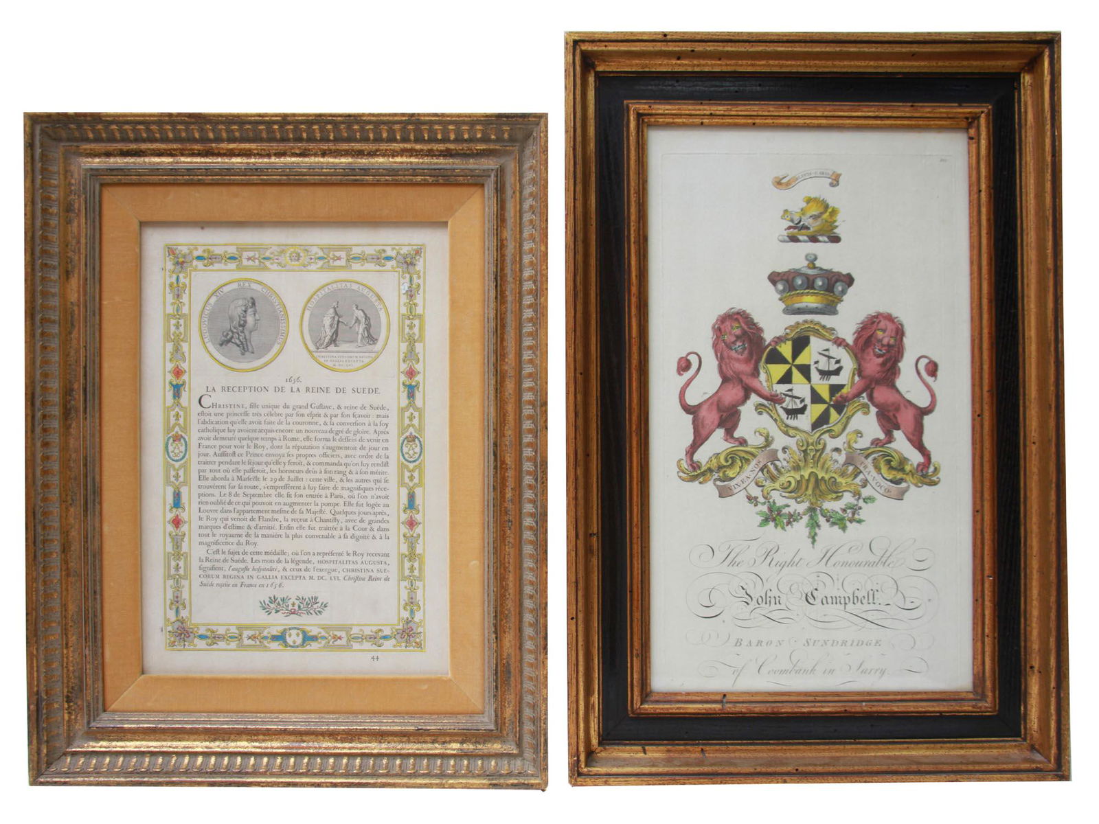 TWO FRAMED ANTIQUE ETCHINGS (1 of 10)