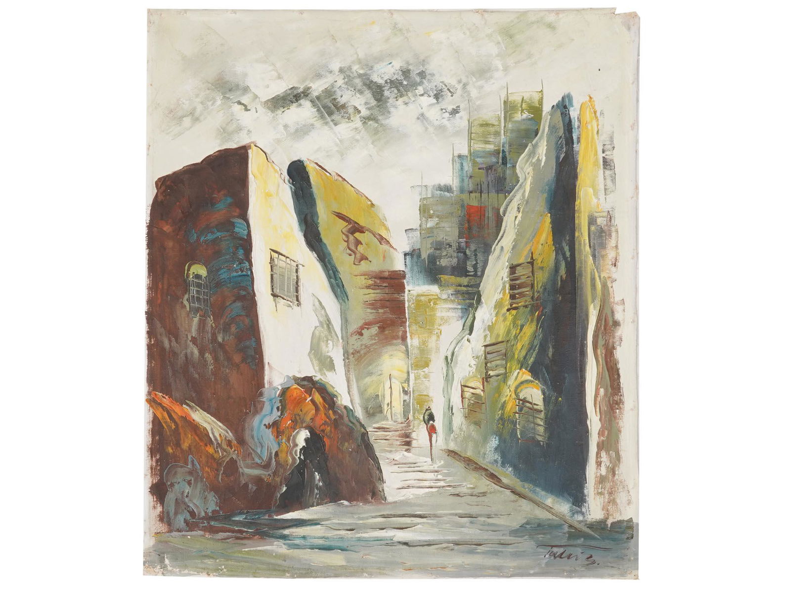 TALLIZ VINTAGE MID CENTURY OLD YAFFA STREET PAINTING (1 of 4)