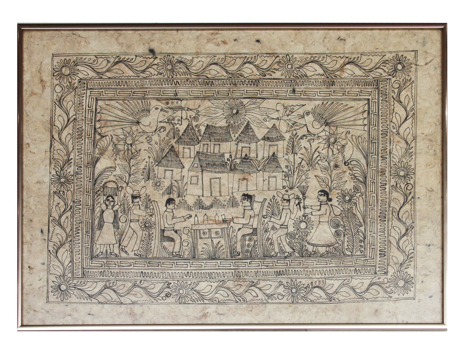 ORIGINAL FRAMED RURAL LIFE INK DRAWING (1 of 2)