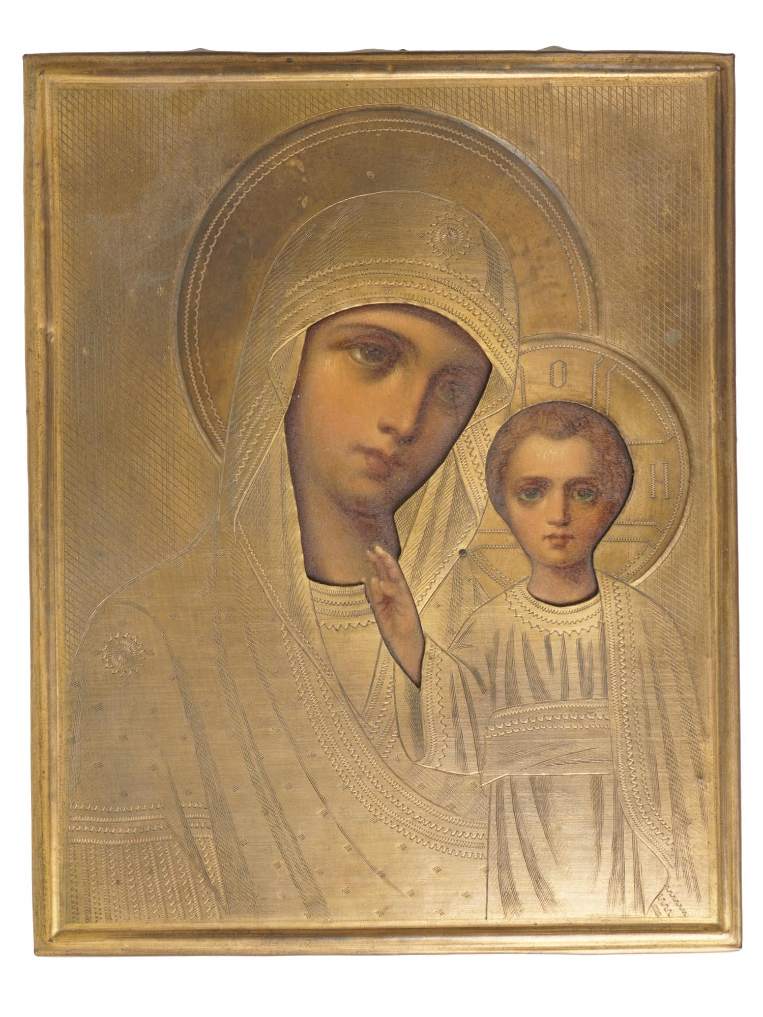 ANTIQUE RUSSIAN ICON MOTHER OF GOD KAZAN IN OKLAD (1 of 3)