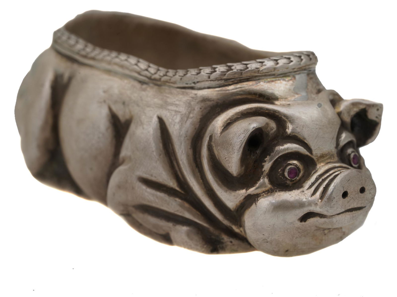 A RUSSIAN SILVER PIG HOG SALT CELLAR (1 of 7)