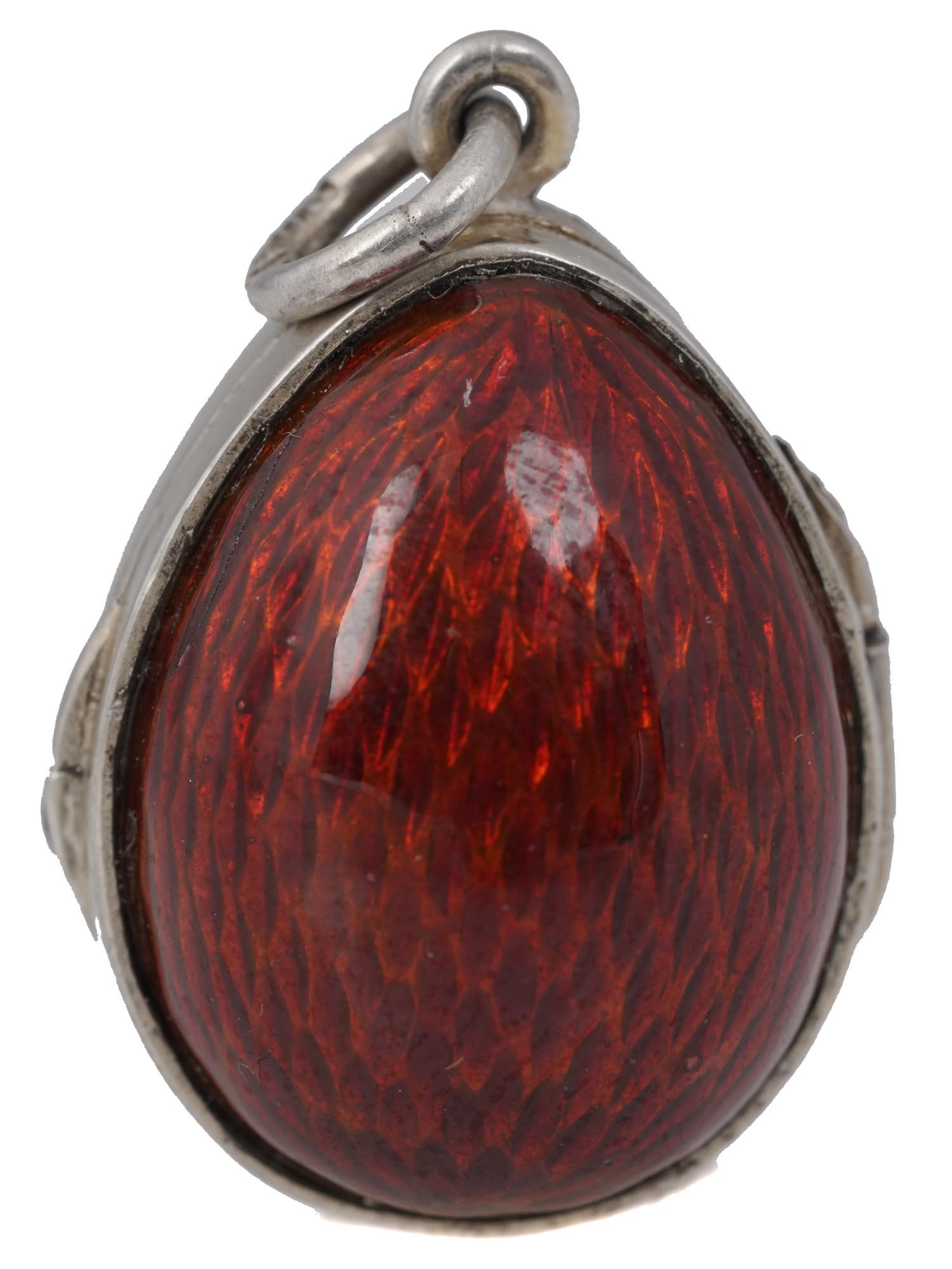 RUSSIAN SILVER ENAMEL LOCKET EGG PENDANT (1 of 4)