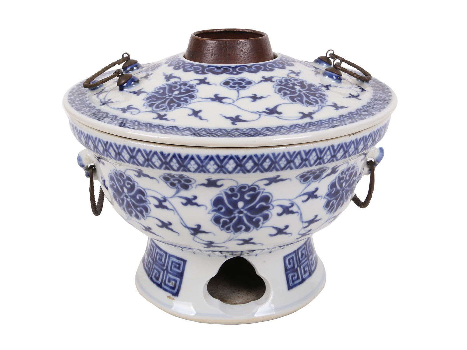 AN ANTIQUE CHINESE PORCELAIN HOT POT (1 of 5)