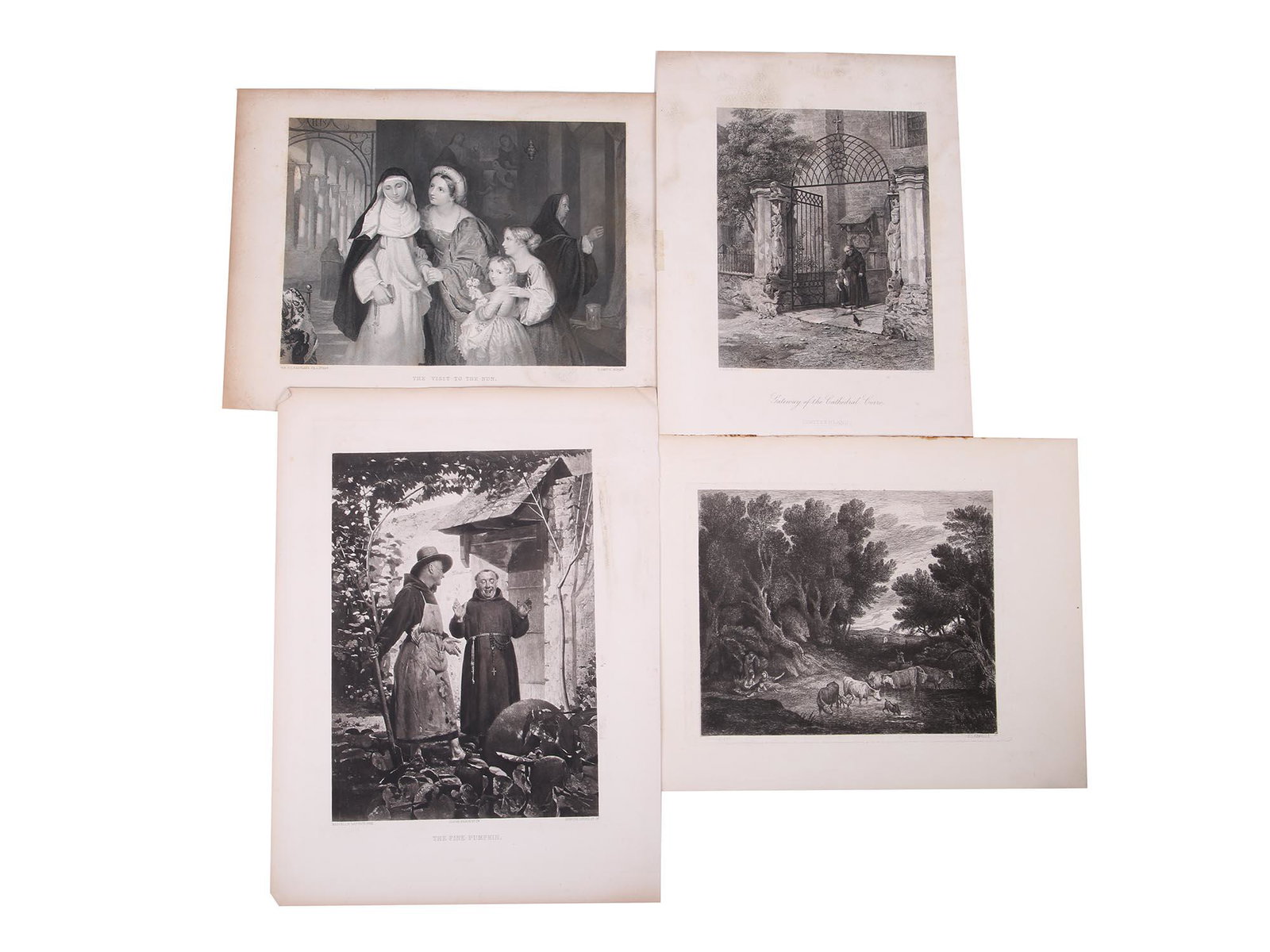 ANTIQUE 19TH CENTURY EUROPEAN ART ETCHINGS: A collection of black and white antique etchings of European academic art printed by Gebbie and Co, a British photogravure workshop which was most prominent in the 1880-1890s. The engravings were comm