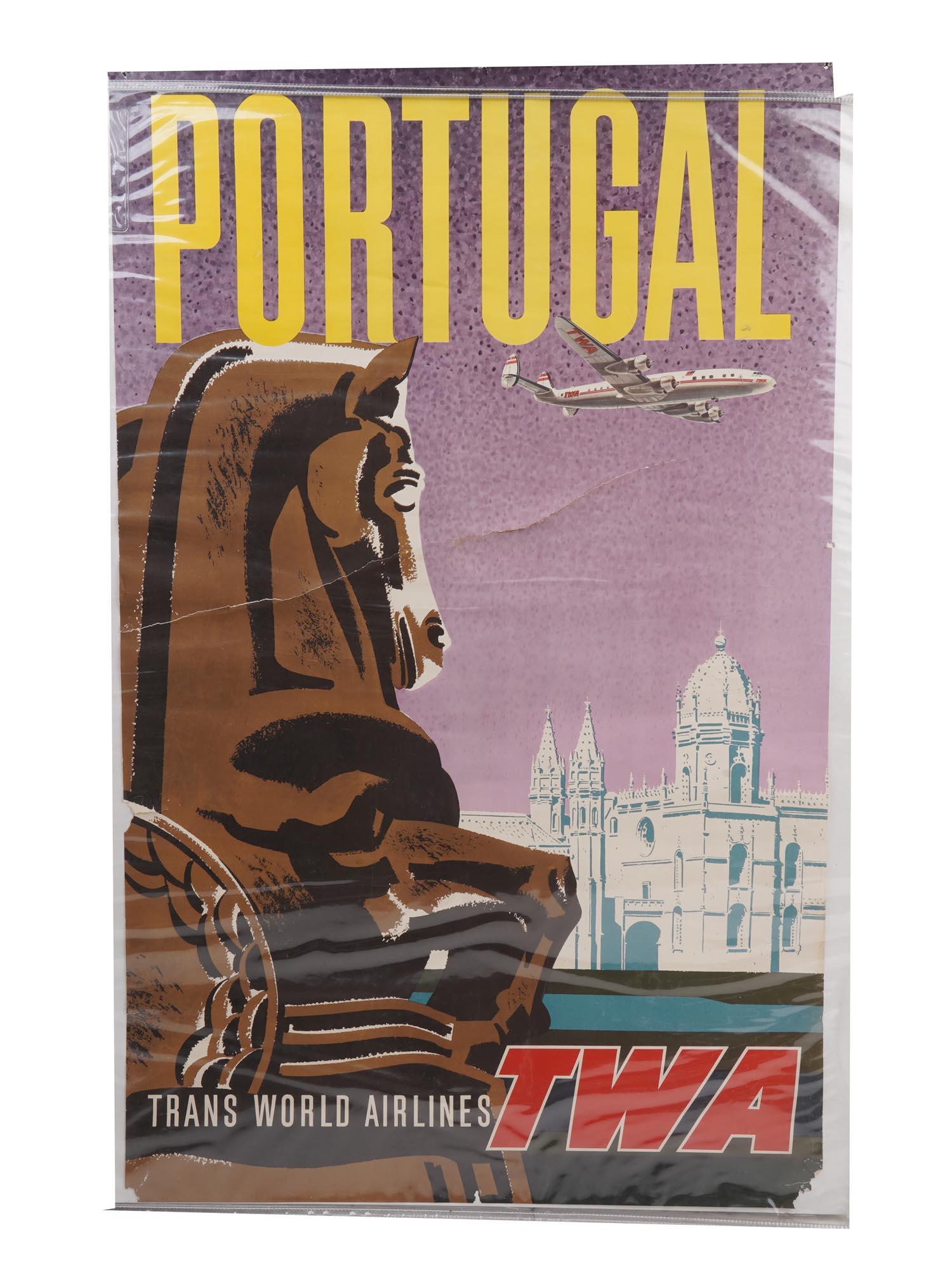 ORIGINAL VINTAGE PORTUGUESE TWA TRAVEL AD POSTER (1 of 6)