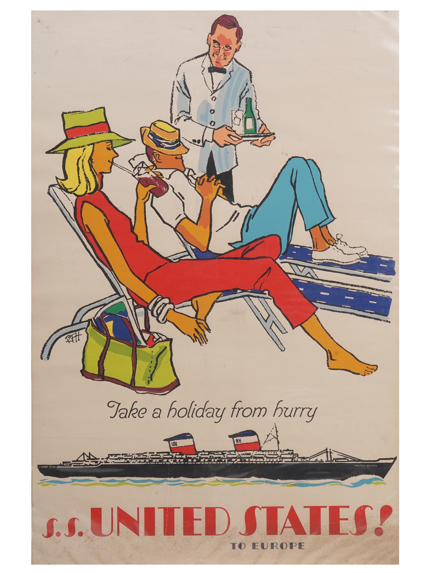 VINTAGE 1950S AMERICAN SS LINES TRAVEL POSTER (1 of 2)