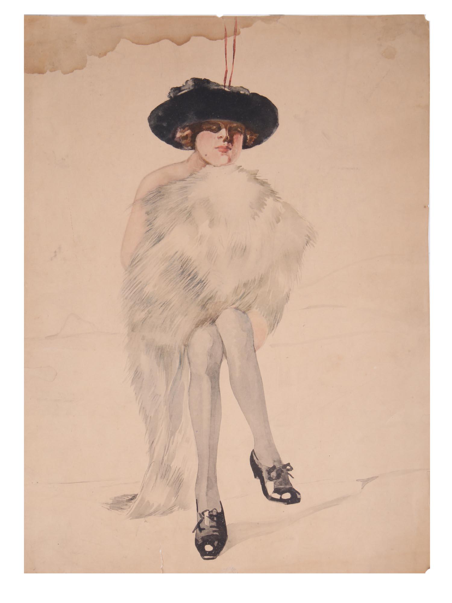 EARLY 1900S FASHION DRAWING PORTRAIT OF A LADY (1 of 6)
