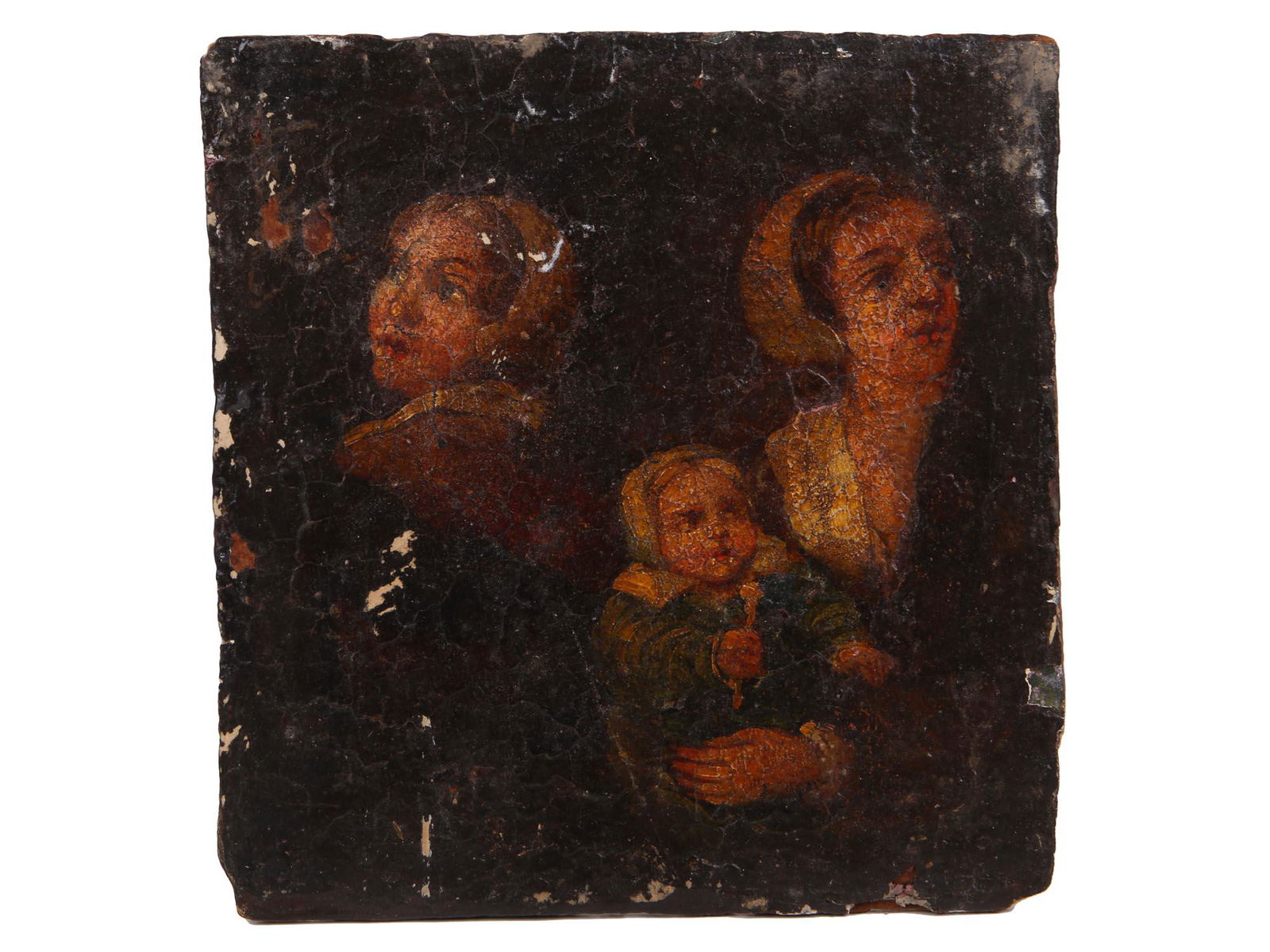 ANTIQUE 17TH CENTURY PAINTING MOTHER WITH CHILD (1 of 6)