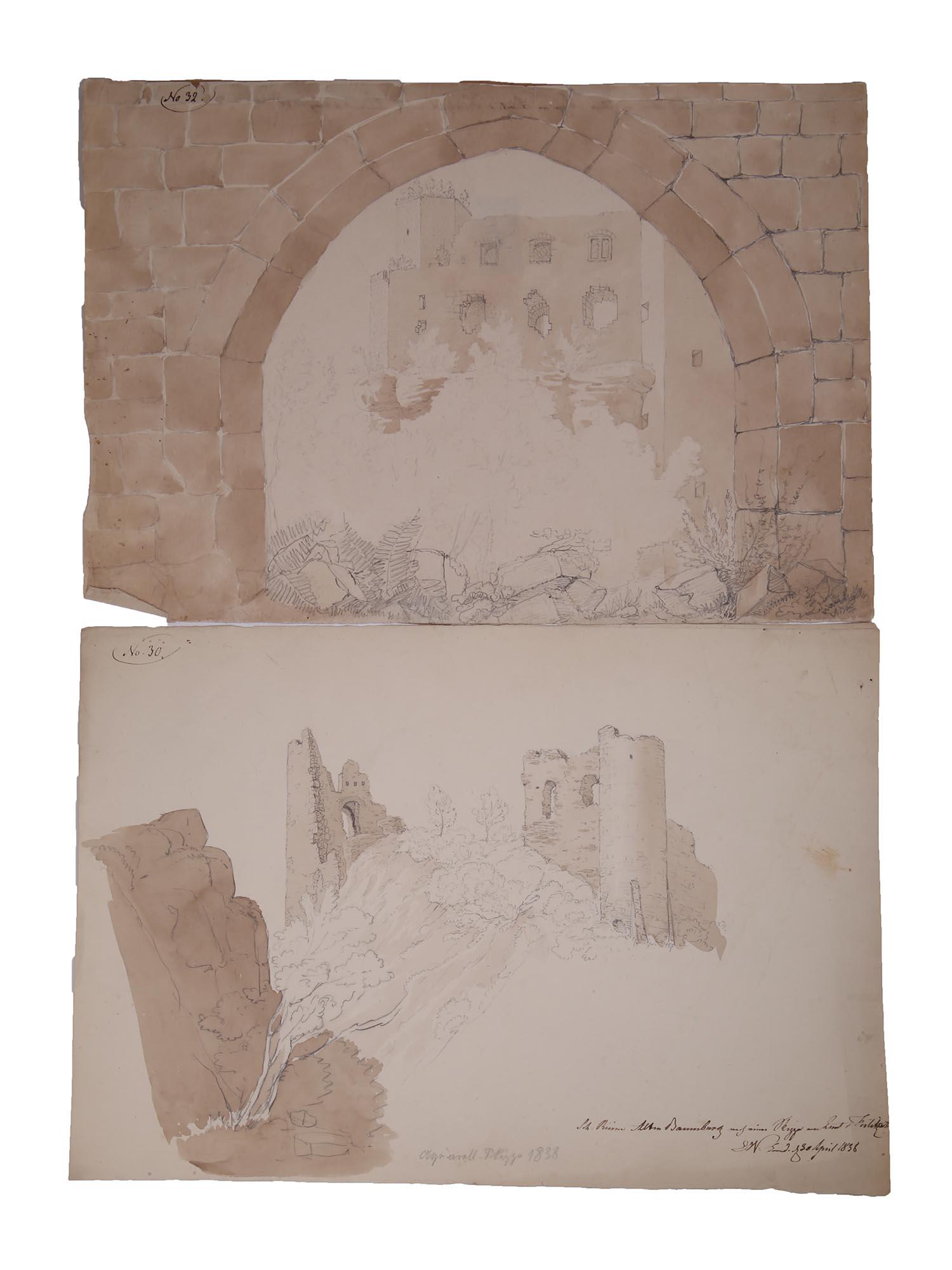 PAIR OF MIXED MEDIA PAINTINGS ATTR TO EISENLOHR (1 of 9)