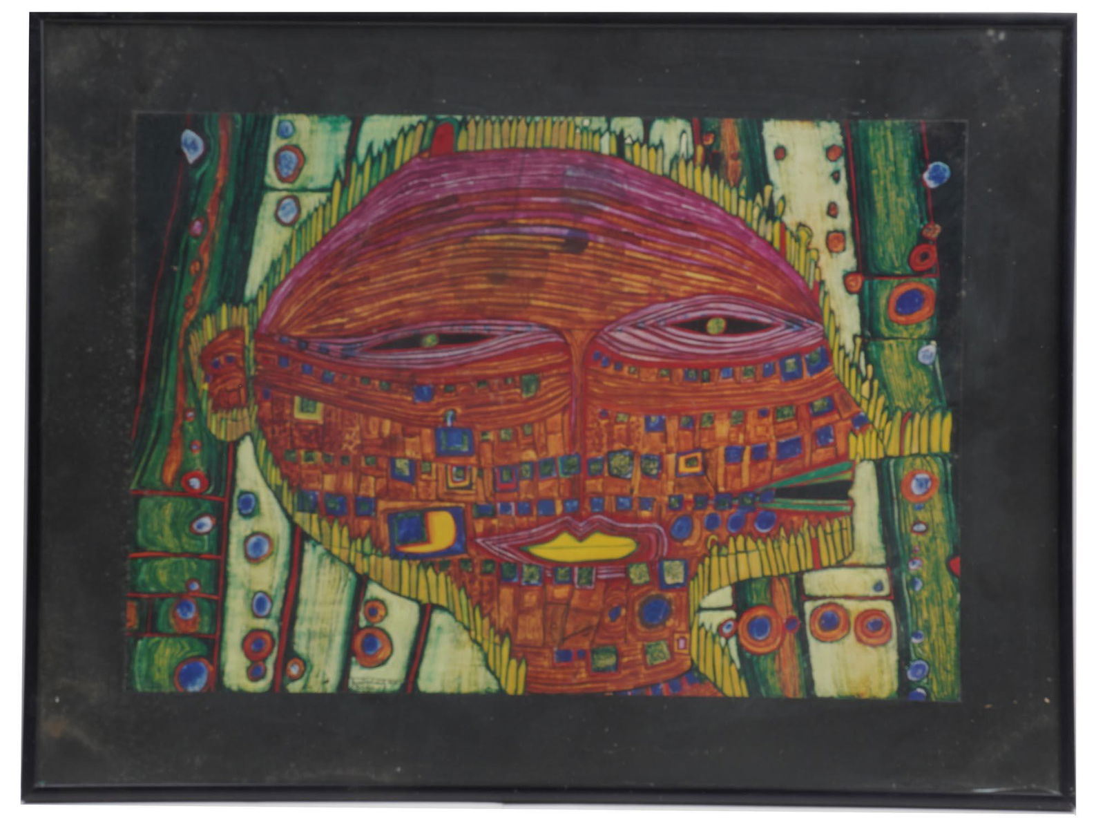 COME AND WALK WITH ME DOUBLE TALK HUNDERTWASSER: Friedensreich Hunderwasser, born 1928, Austrian architect and artist. A graphic copy of his work Come and Walk With Me - Double Talk, Komm Und Geh Mit Mir Spazieren - Zweigespraech, which was original