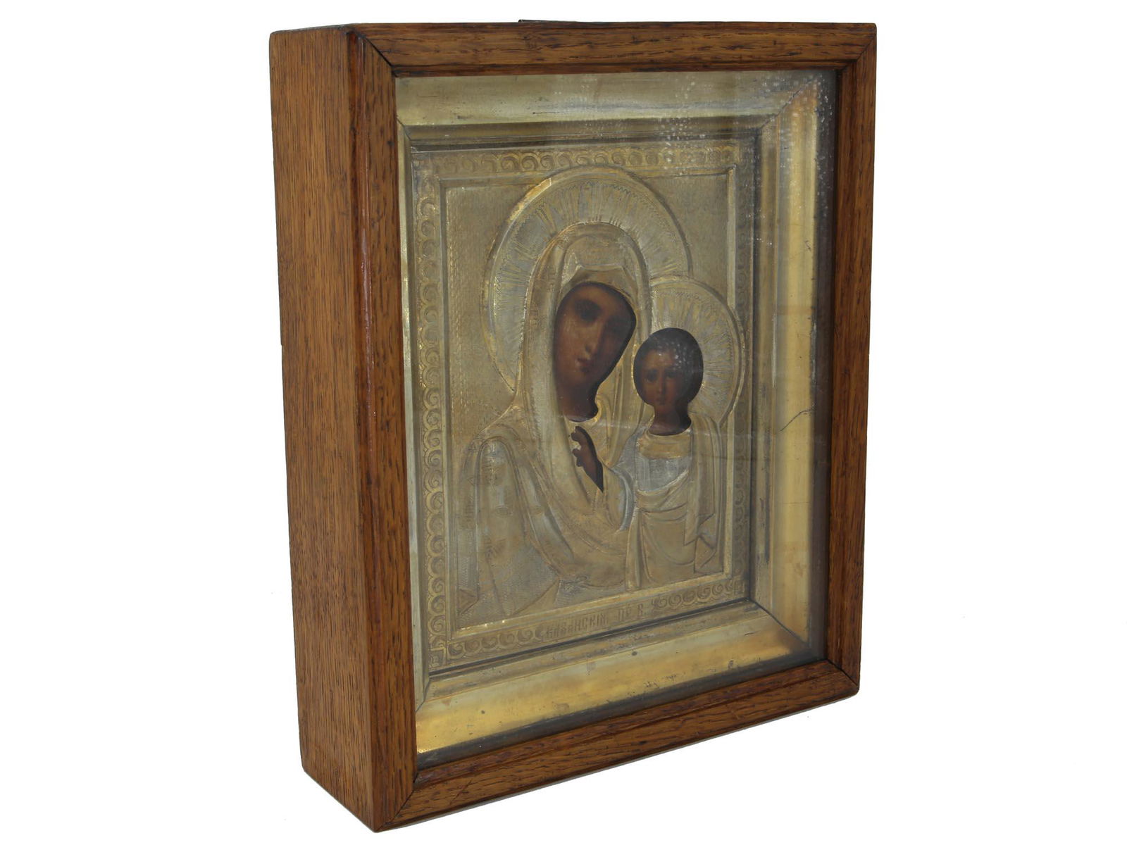A RUSSIAN ORTHODOX SILVER ICON OF MOTHER OF GOD (1 of 6)