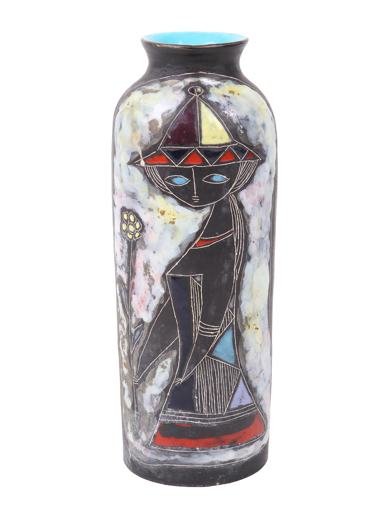 MODERNIST ITALIAN CERAMIC GLAZED VASE HANDMADE (1 of 6)