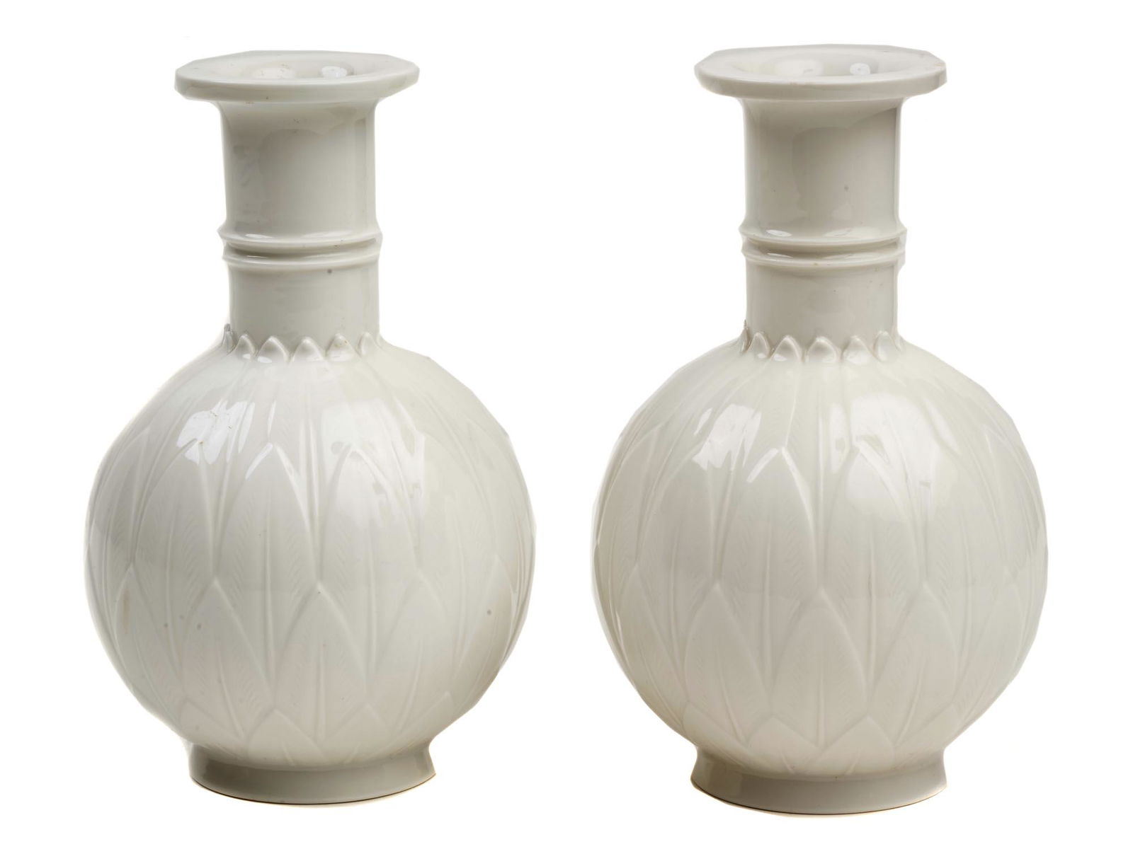 PAIR OF ROYAL COPENHAGEN BLANC DE CHINE VASES (1 of 4)