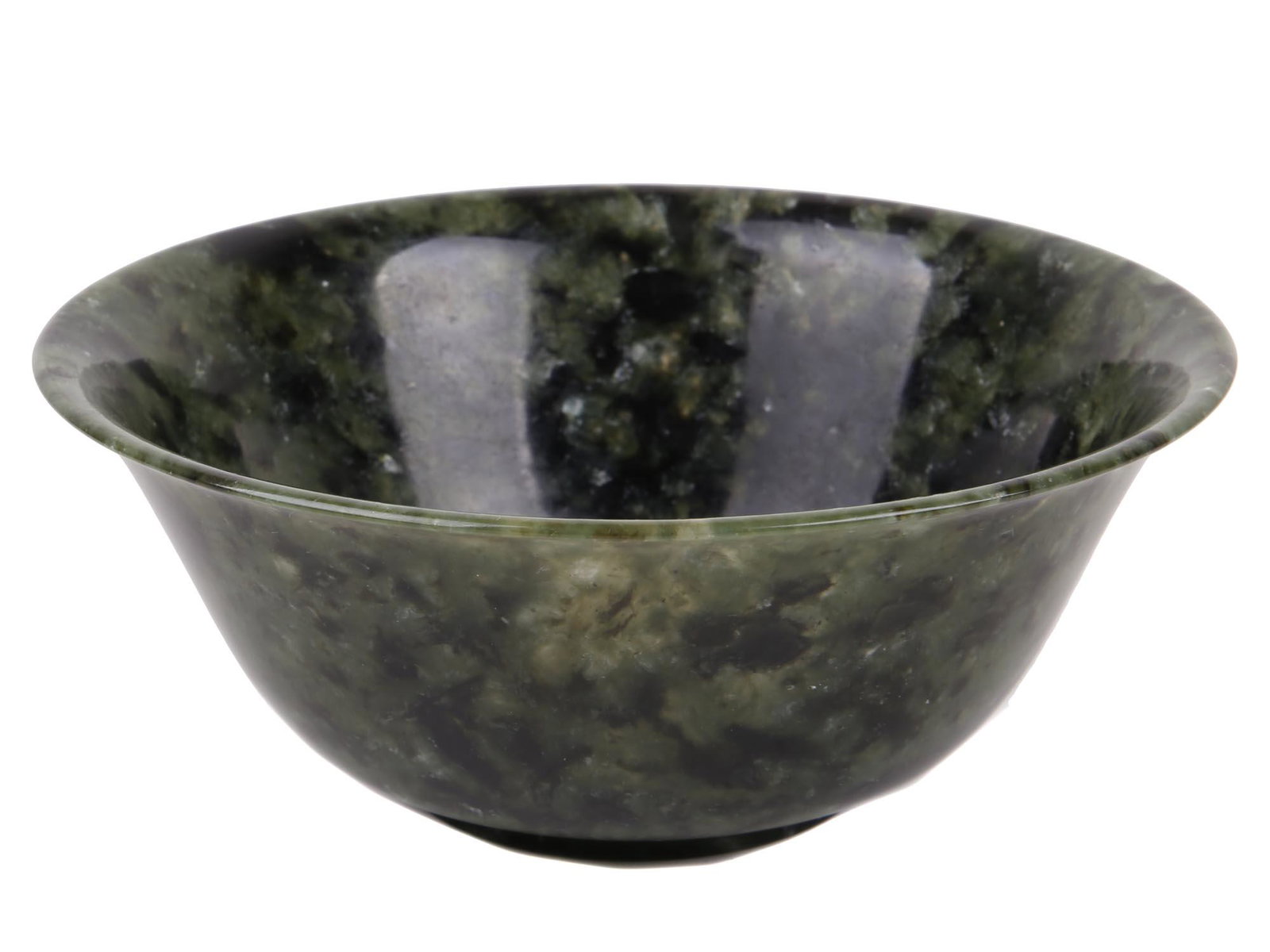 LARGE VINTAGE CHINESE SPINACH GREEN JADE BOWL (1 of 3)