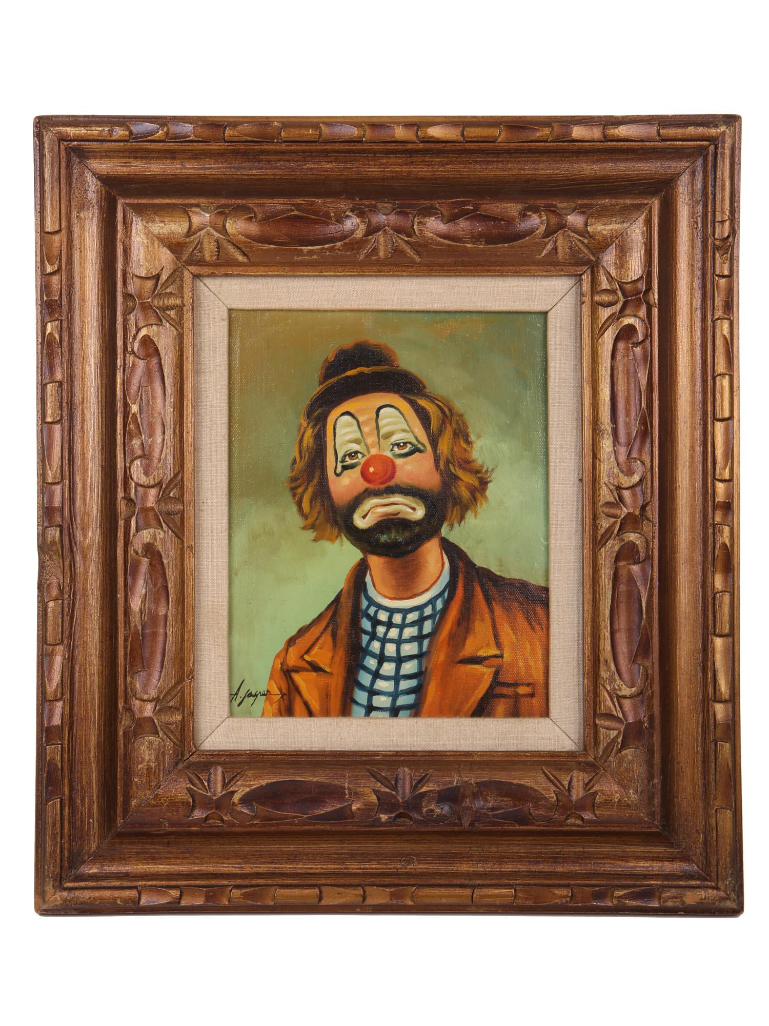 OIL PAINTING PORTRAIT OF CLOWN SIGNED BY A JASPER (1 of 4)