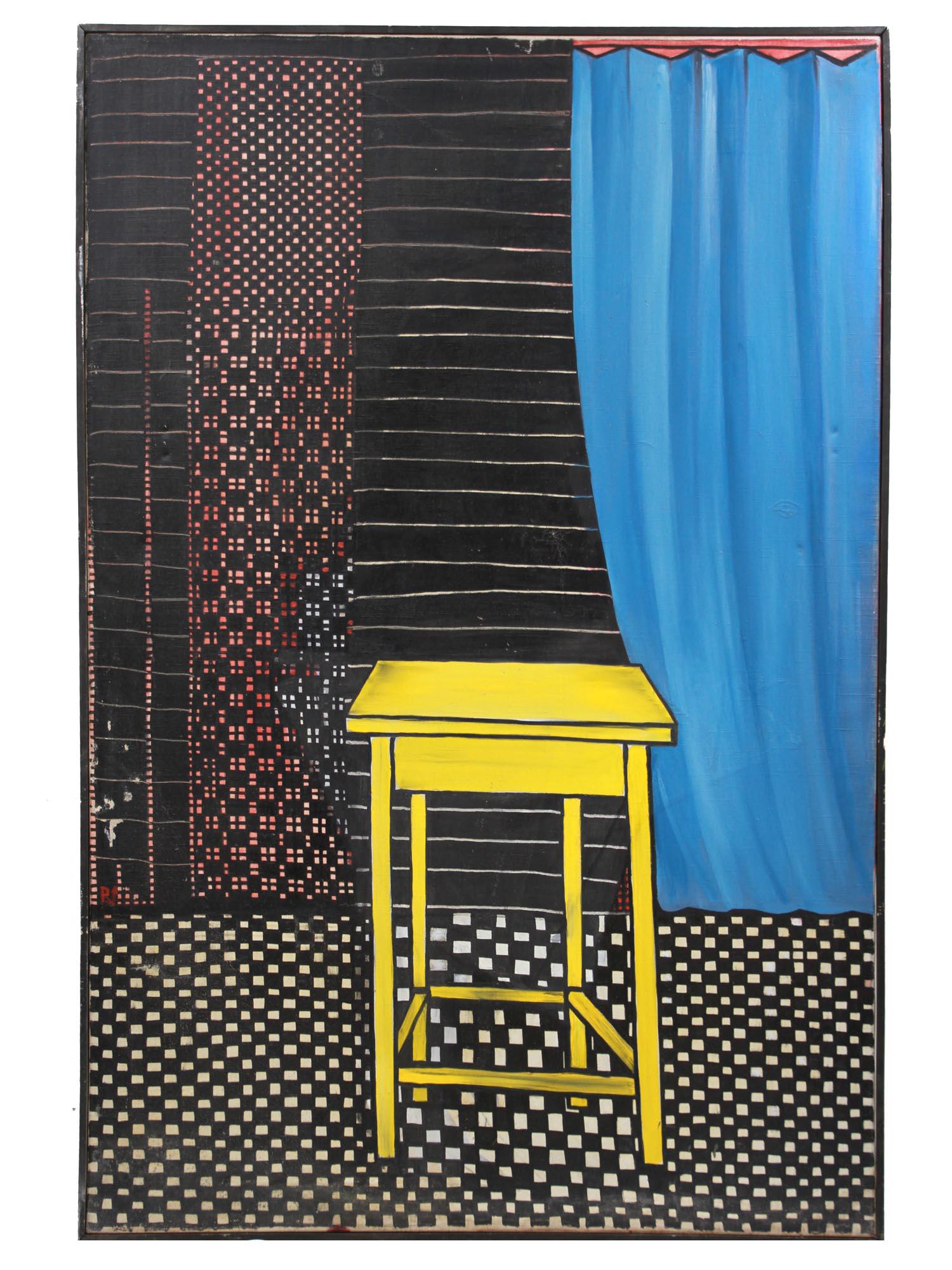 RUSSIAN OIL PAINTING CHAIR BY SLAVA POLISHCHUK: Slava Polishchuk (Russian, American, born 1961) oil painting on canvas, Chair, 1998. Signed with initials P.S., lower left. Signed, titled, dated and inscribed on verso. Polishchuk is a Russian artist