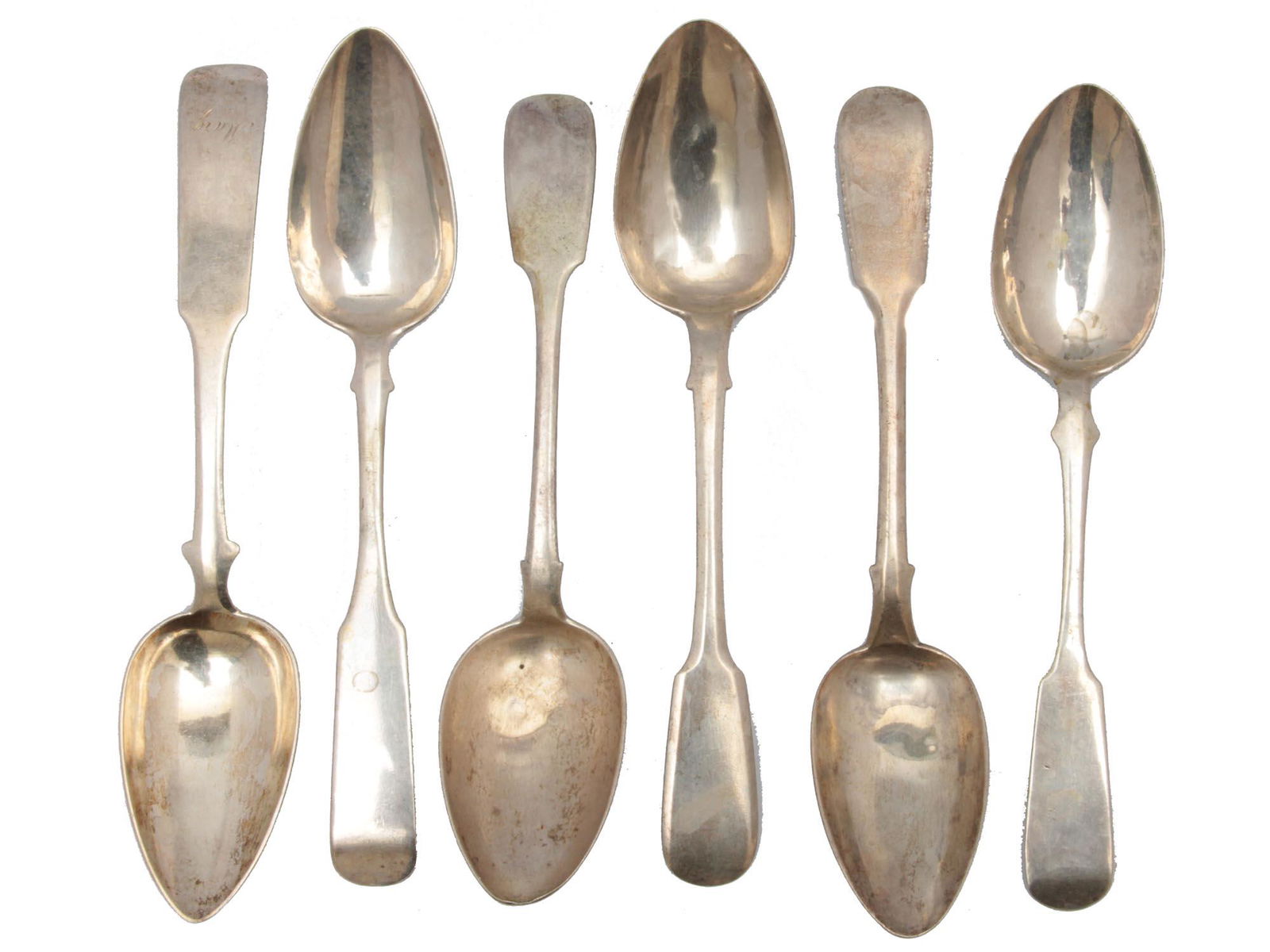 A COLLECTION OF SIX RUSSIAN 84 SILVER SPOONS (1 of 3)
