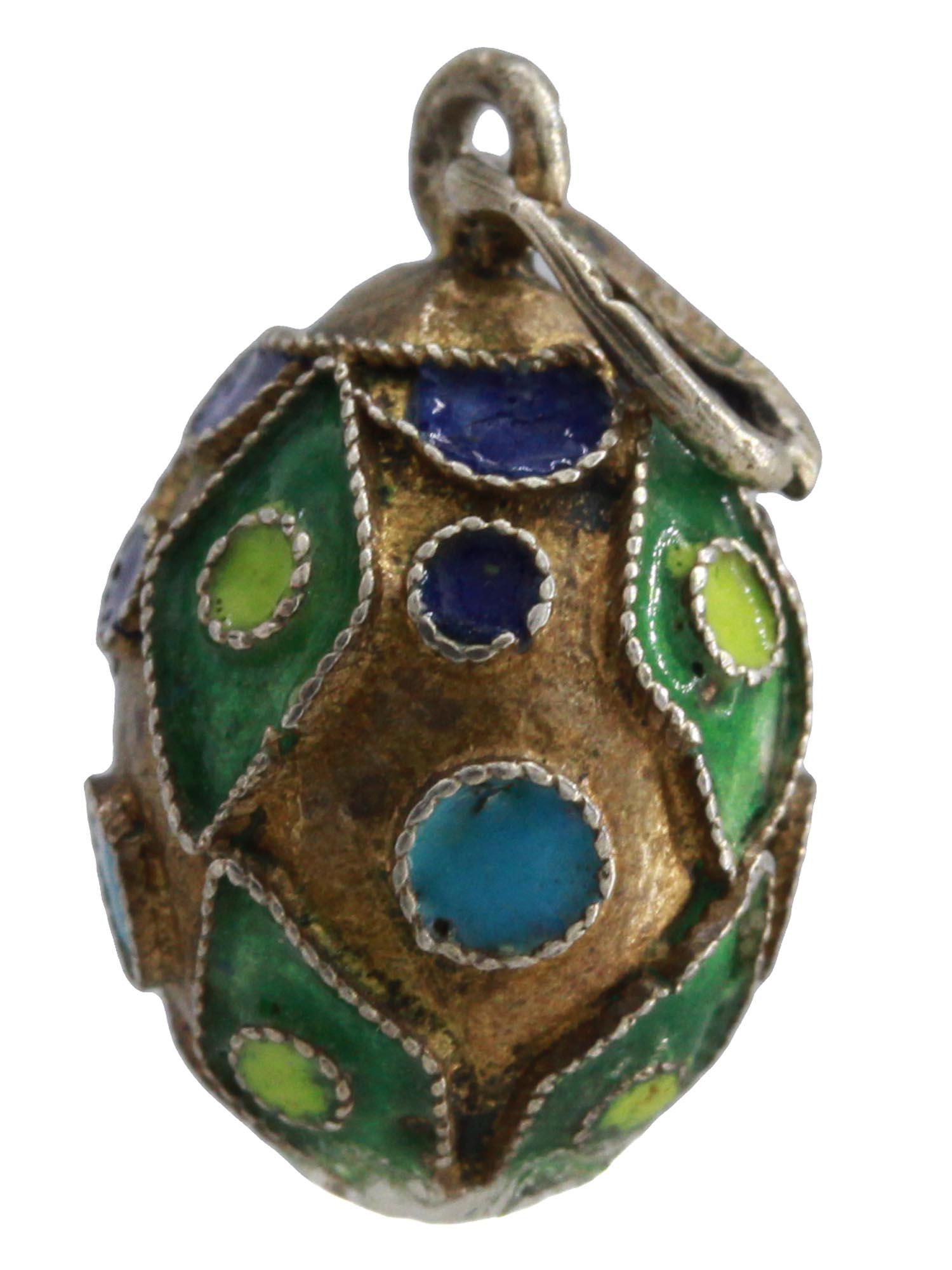 RUSSIAN SILVER ENAMEL EASTER EGG PENDANT (1 of 5)