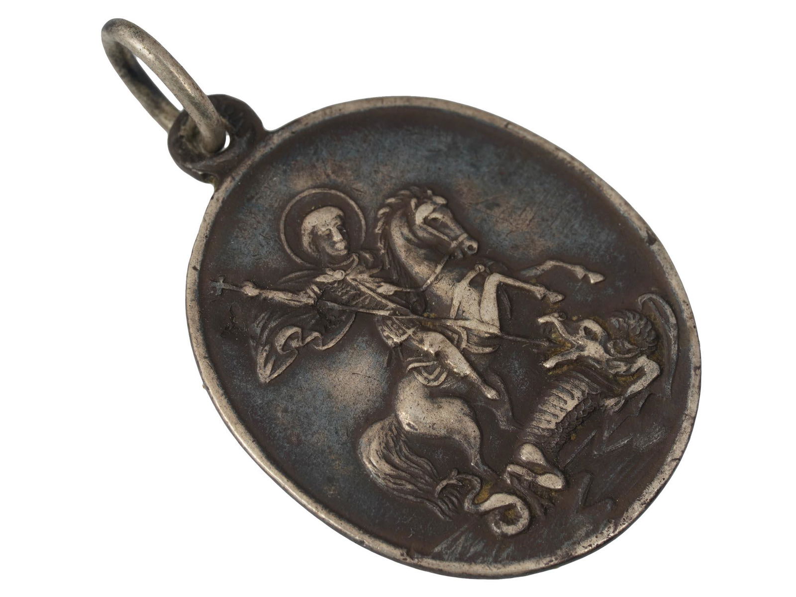AN ANTIQUE RUSSIAN SILVER SAINT GEORGE PENDANT (1 of 3)