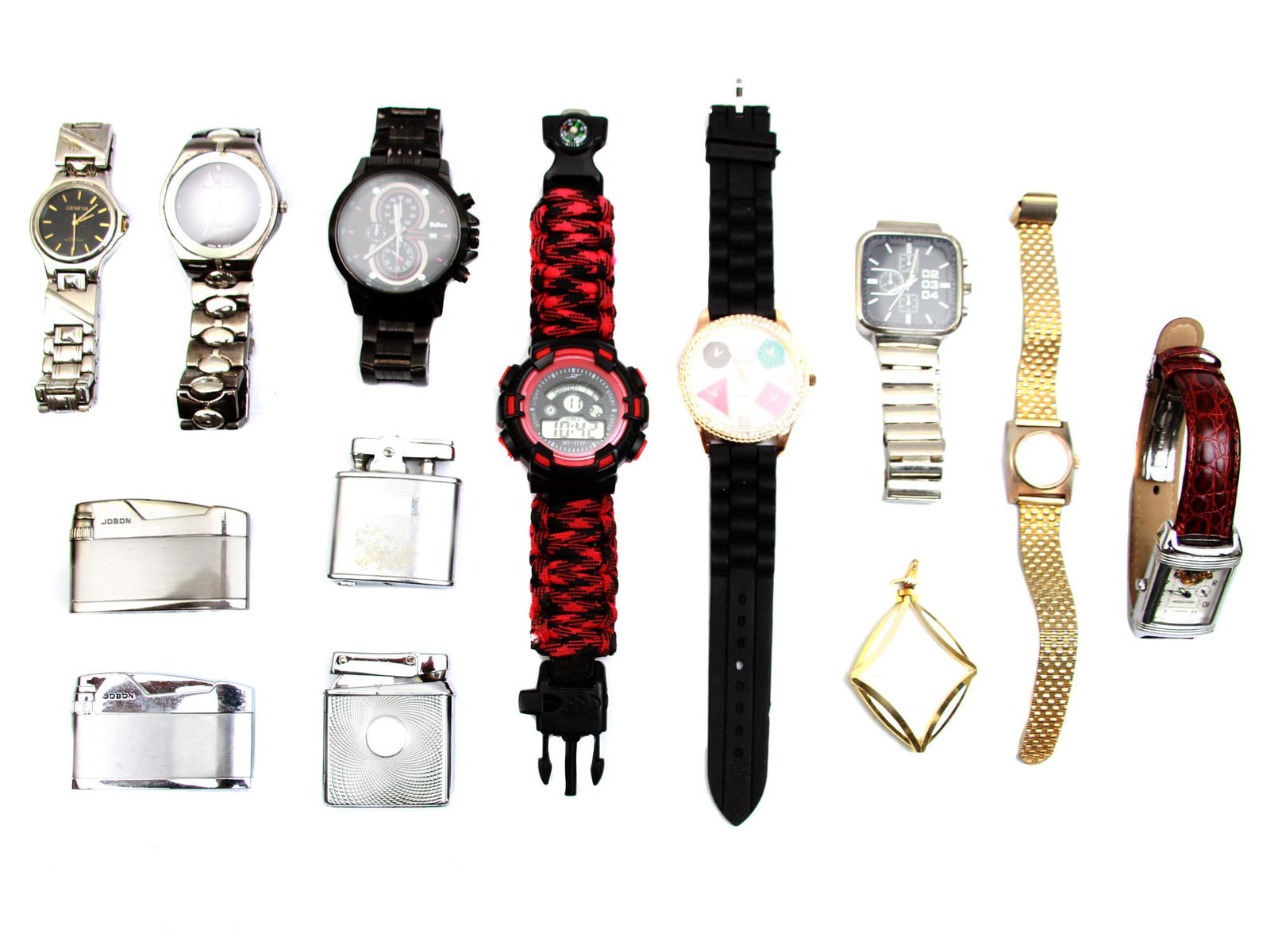 A LOT OF FOUR VINTAGE LIGHTERS AND NINE WATCHES (1 of 9)