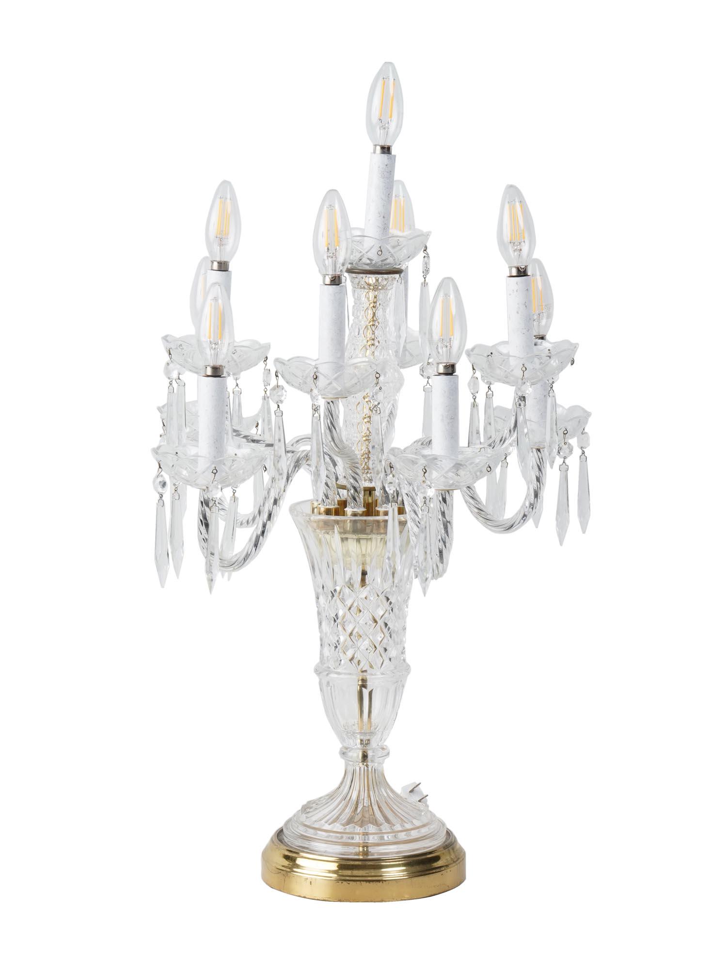 VINTAGE CRYSTAL GLASS TABLE CANDELABRA LAMP (1 of 7)