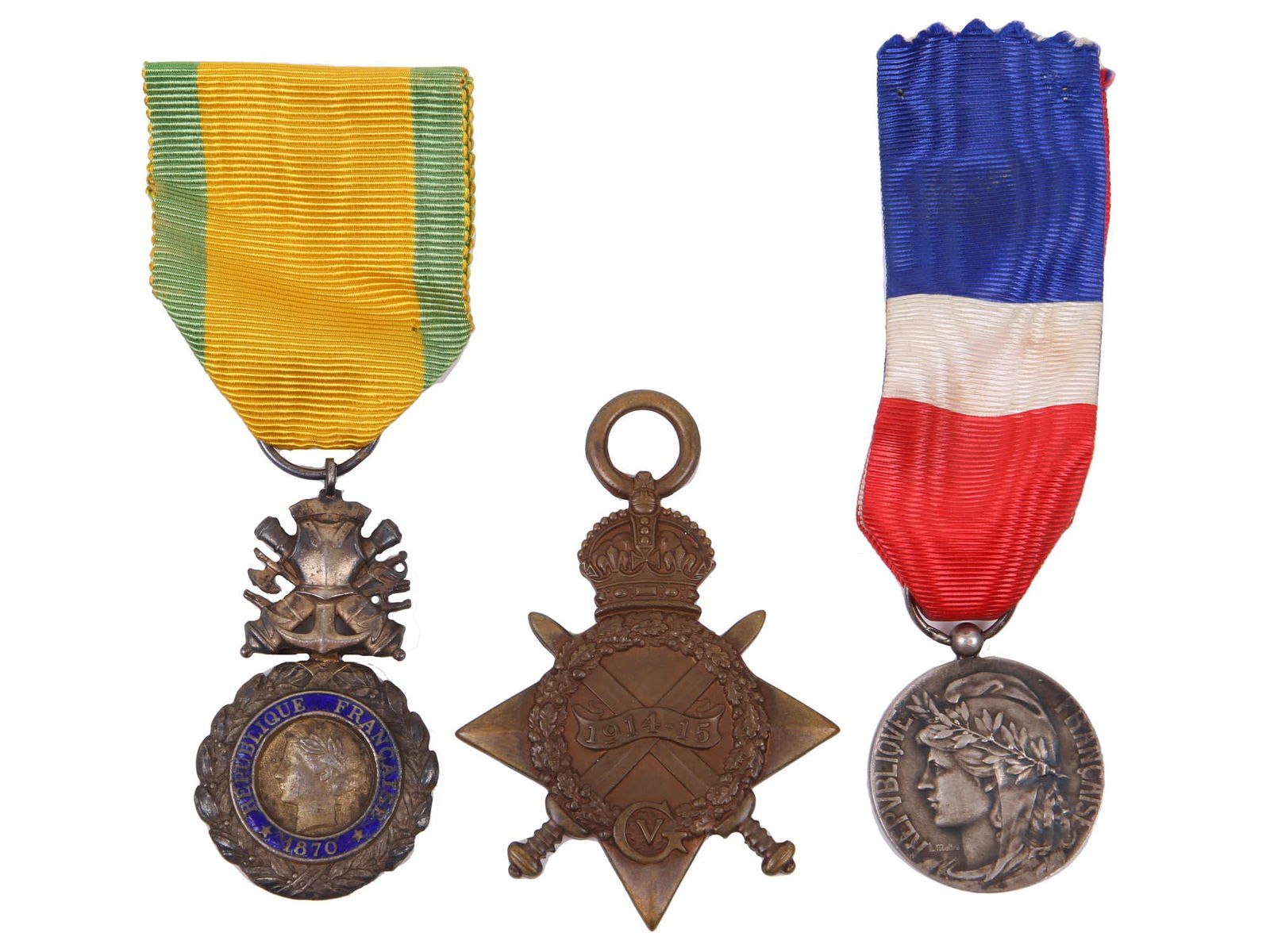 FOUR ANTIQUE FRENCH AND BRITISH MILITARY MEDALS (1 of 6)