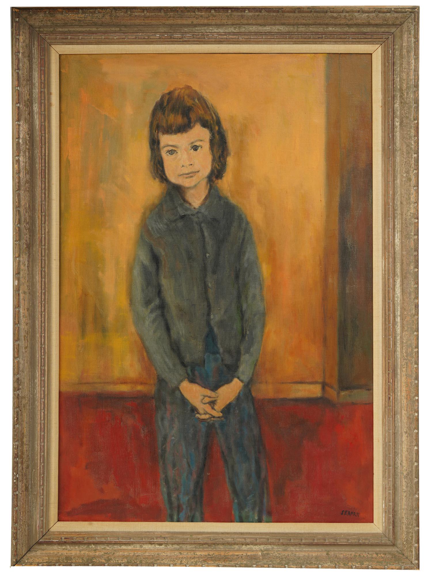 AN OIL ON CANVAS MODERNIST PAINTING SIGNED SEAMAN (1 of 4)