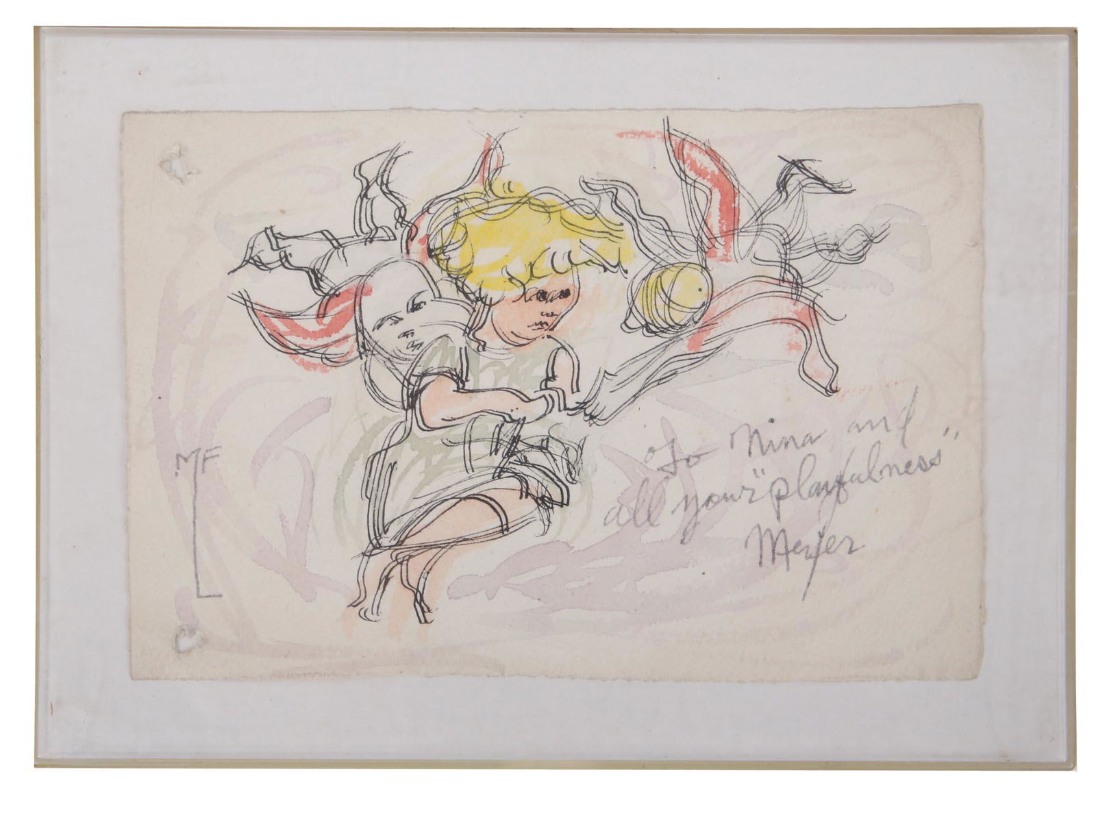 MIXED MEDIA SKETCH PAINTING BY MEYER F LIEBERMAN (1 of 5)