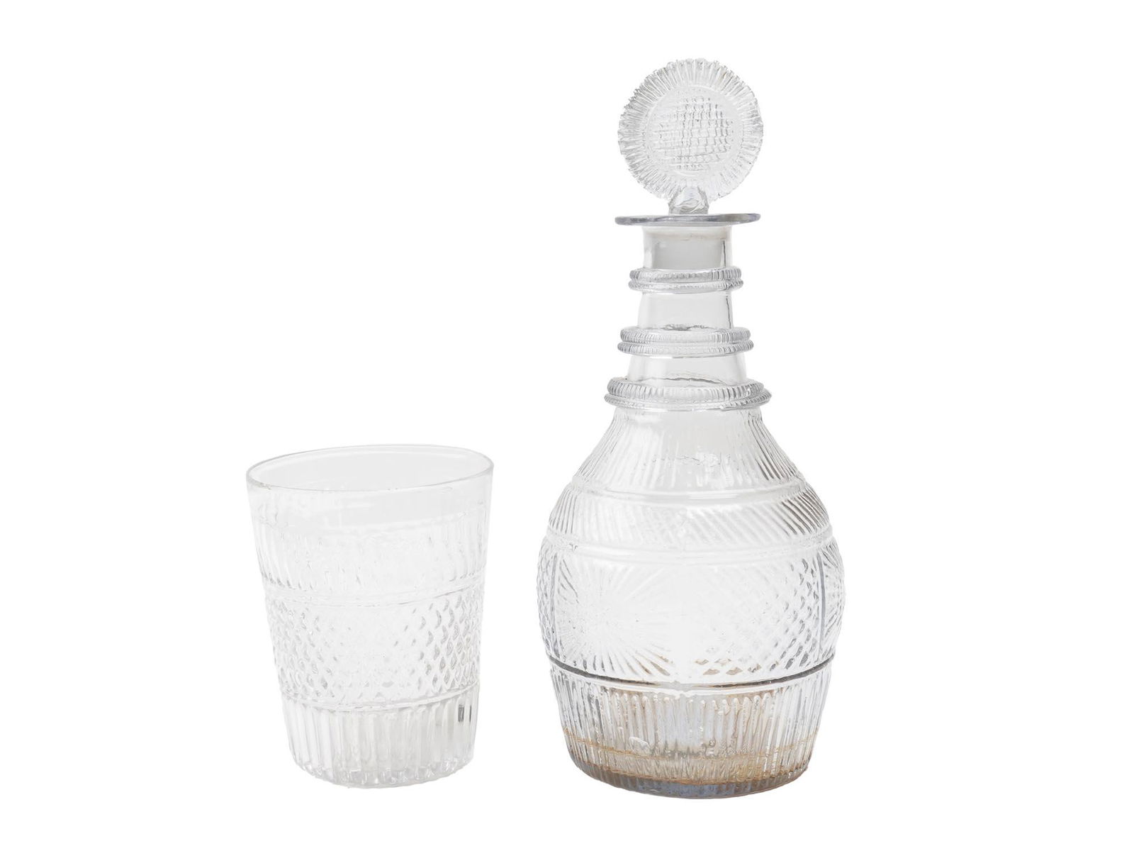 ANTIQUE THREE MOLD GLASS DECANTER AND FLIP GLASS (1 of 3)