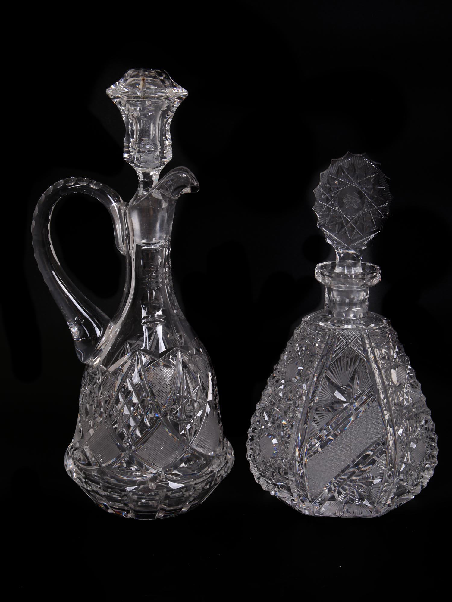 VINTAGE CUT GLASS WHISKEY DECANTER AND JUG (1 of 7)