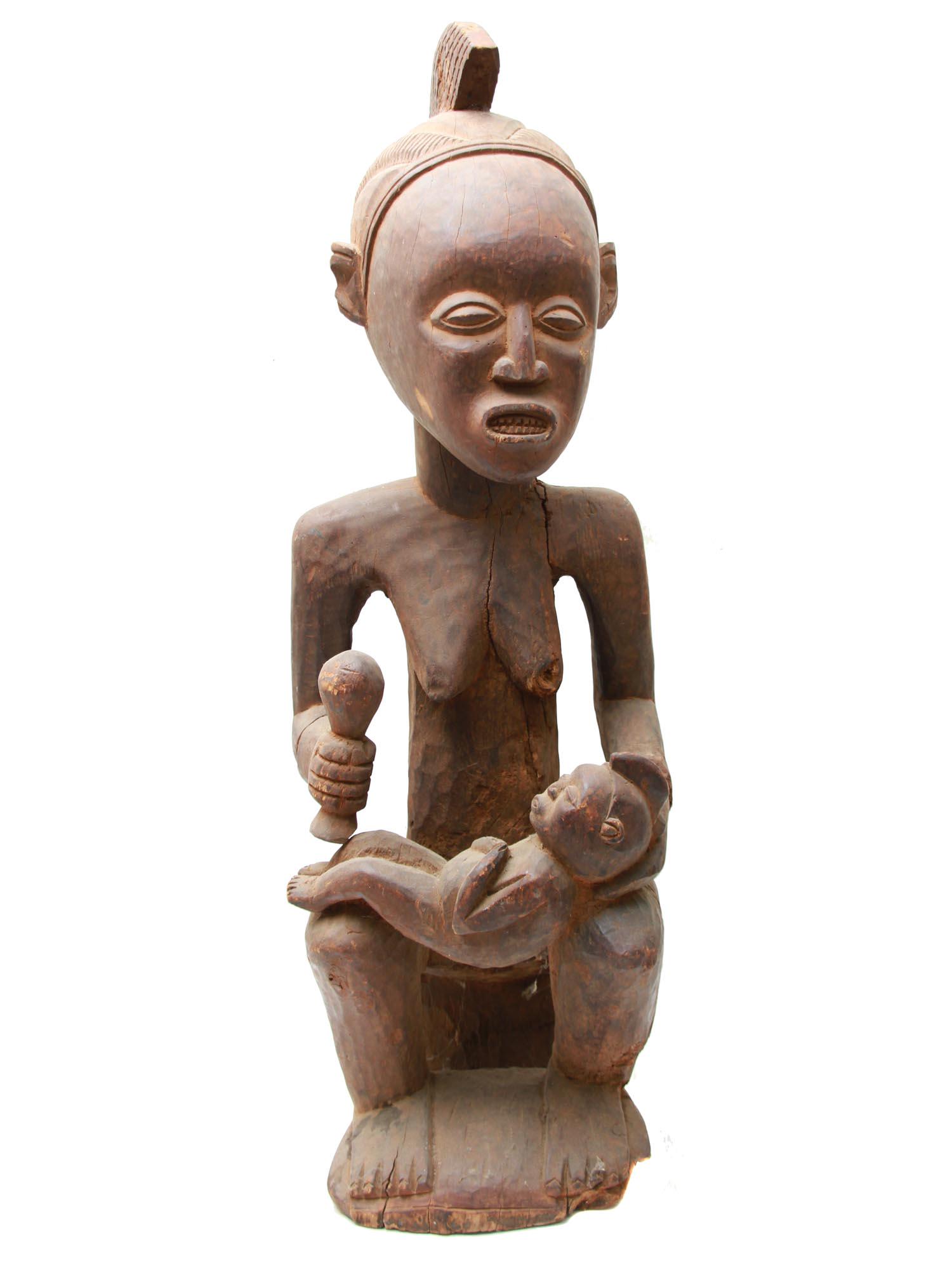 A VINTAGE AFRICAN BAULE MATERNITY FIGURE (1 of 10)