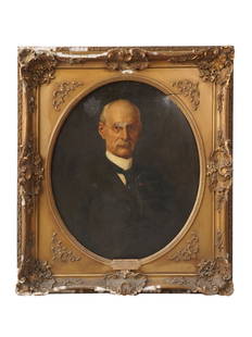 AMERICAN GEORGE MORGAN PORTRAIT HENRY RITTENBERG: Henry R. Rittenberg, American, 1879 to1969. Oil on canvas portrait of George P. Morgan. Labeled on the stretcher and signed on the canvas and dated 1914. Framed. Henry R. Rittenberg was born in Libau,