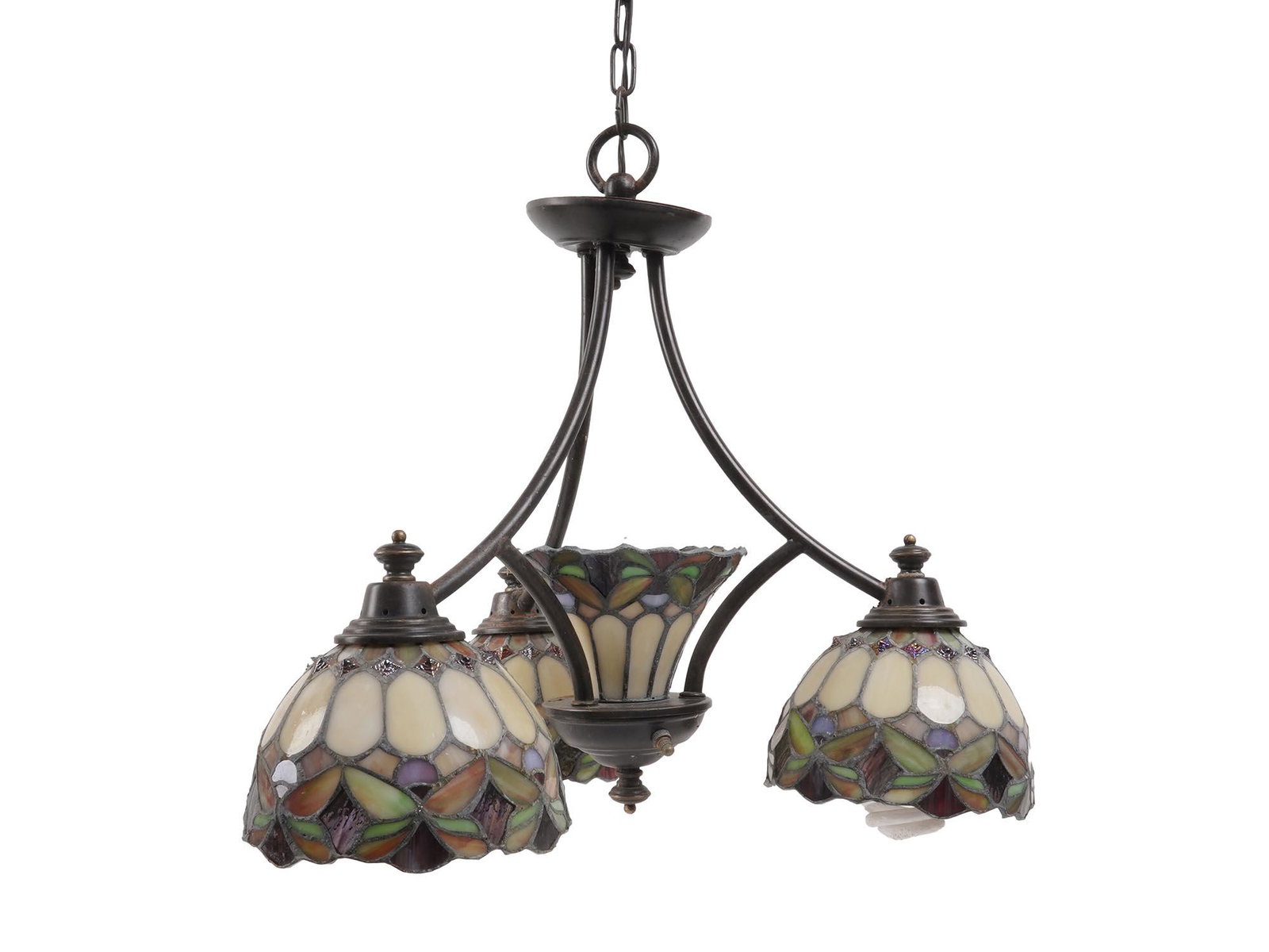 TIFFANY STYLE CEILING LIGHT FIXTURE WITH 4 SHADES (1 of 9)