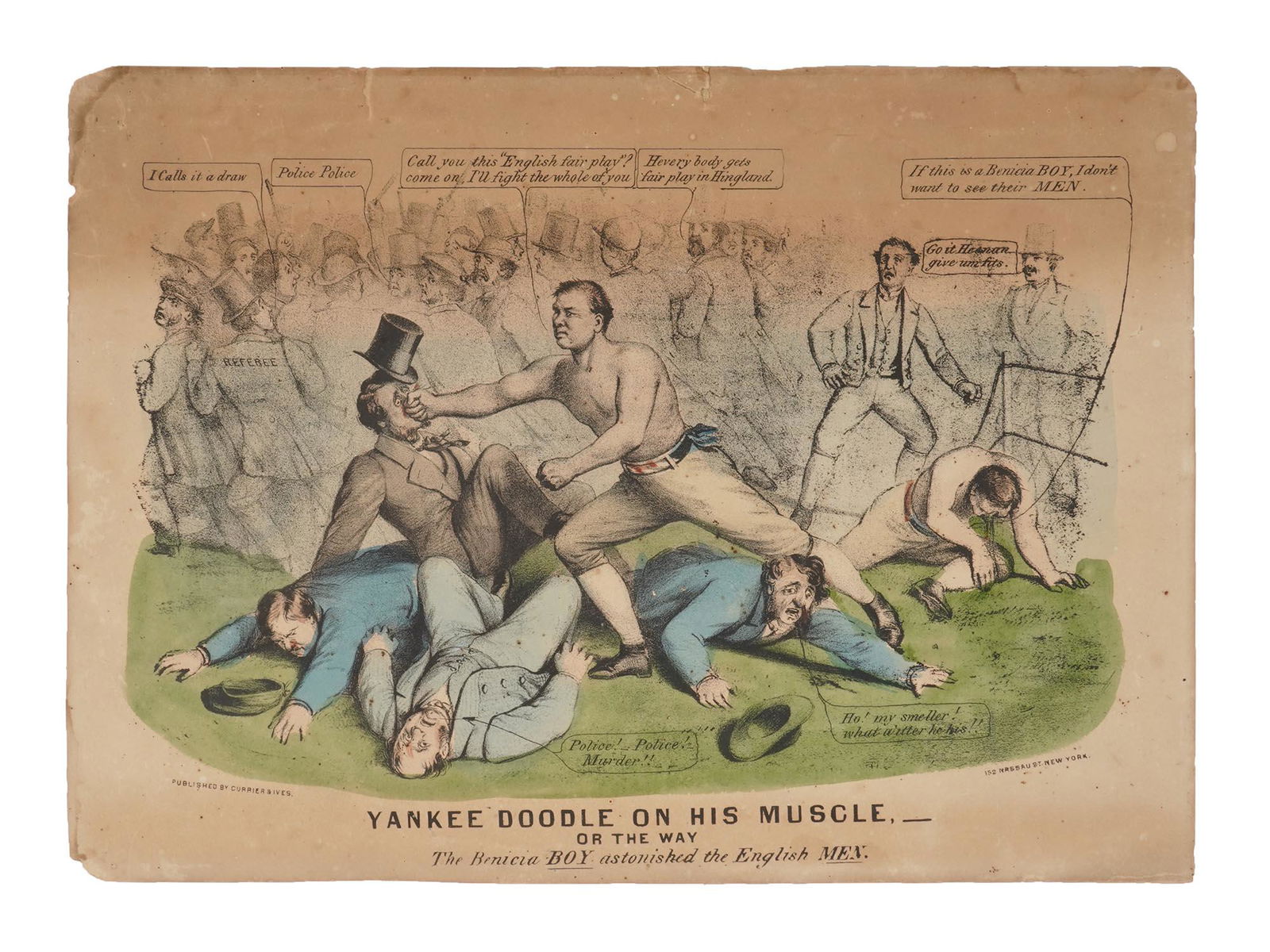 ANTIQUE 1874 AMERICAN CARTOON LITHOGRAPH FOOTBALL (1 of 3)