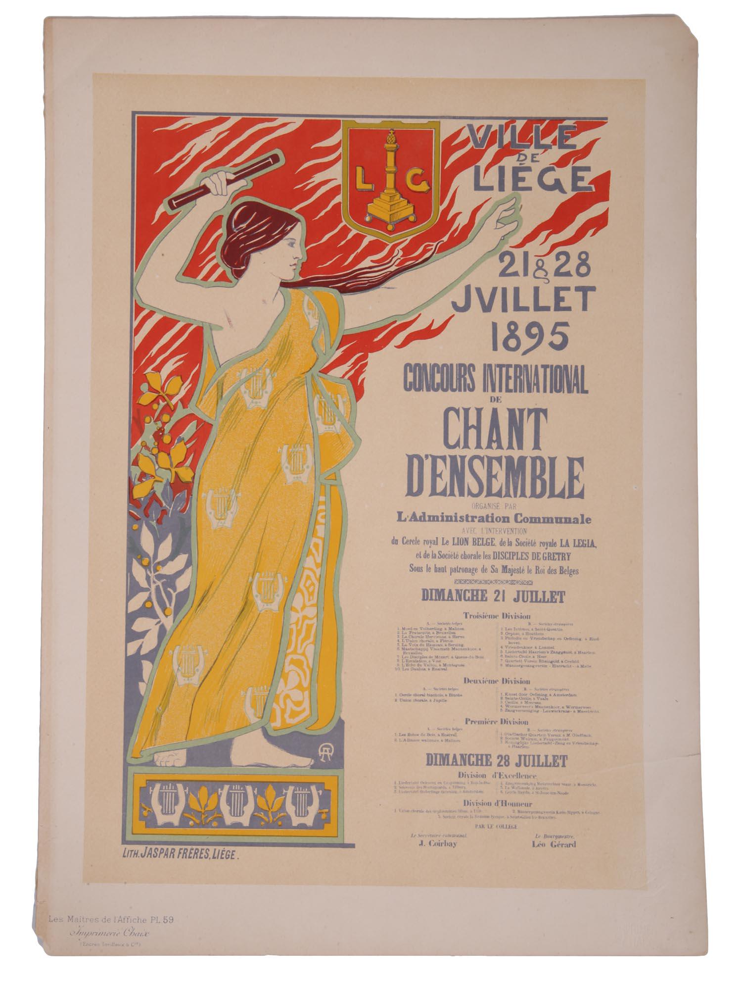 ANTIQUE FRENCH LITHOGRAPH POSTER AUGUSTE DONNAY (1 of 6)