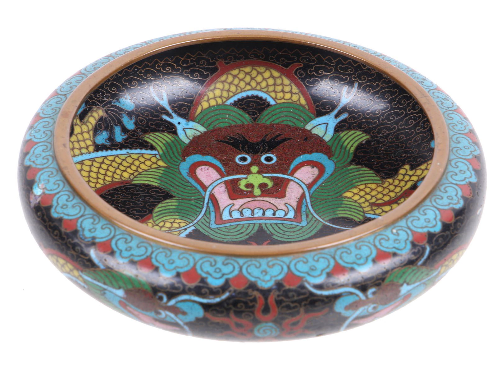 ANTIQUE CHINESE CLOISONNE ENAMEL AND BRASS BOWL (1 of 5)