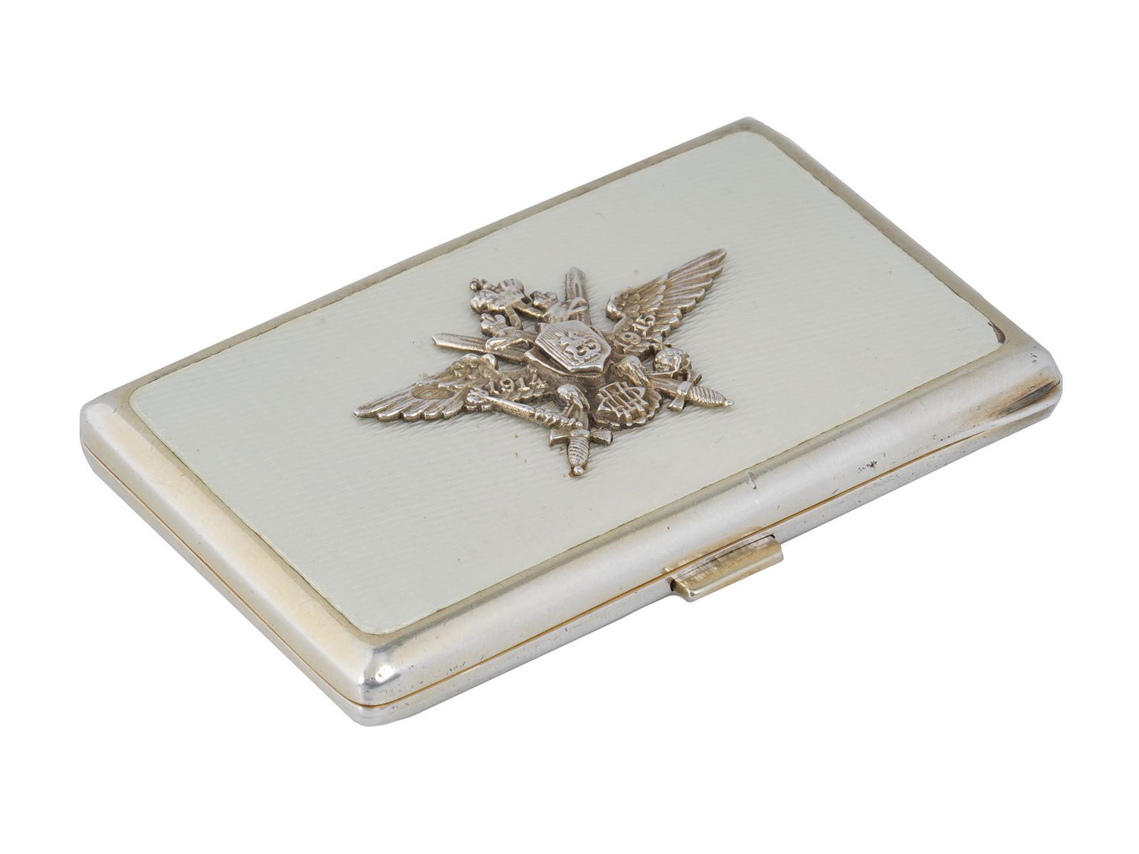 RUSSIAN SILVER CIGARETTE CASE DOUBLE HEADED EAGLE (1 of 7)