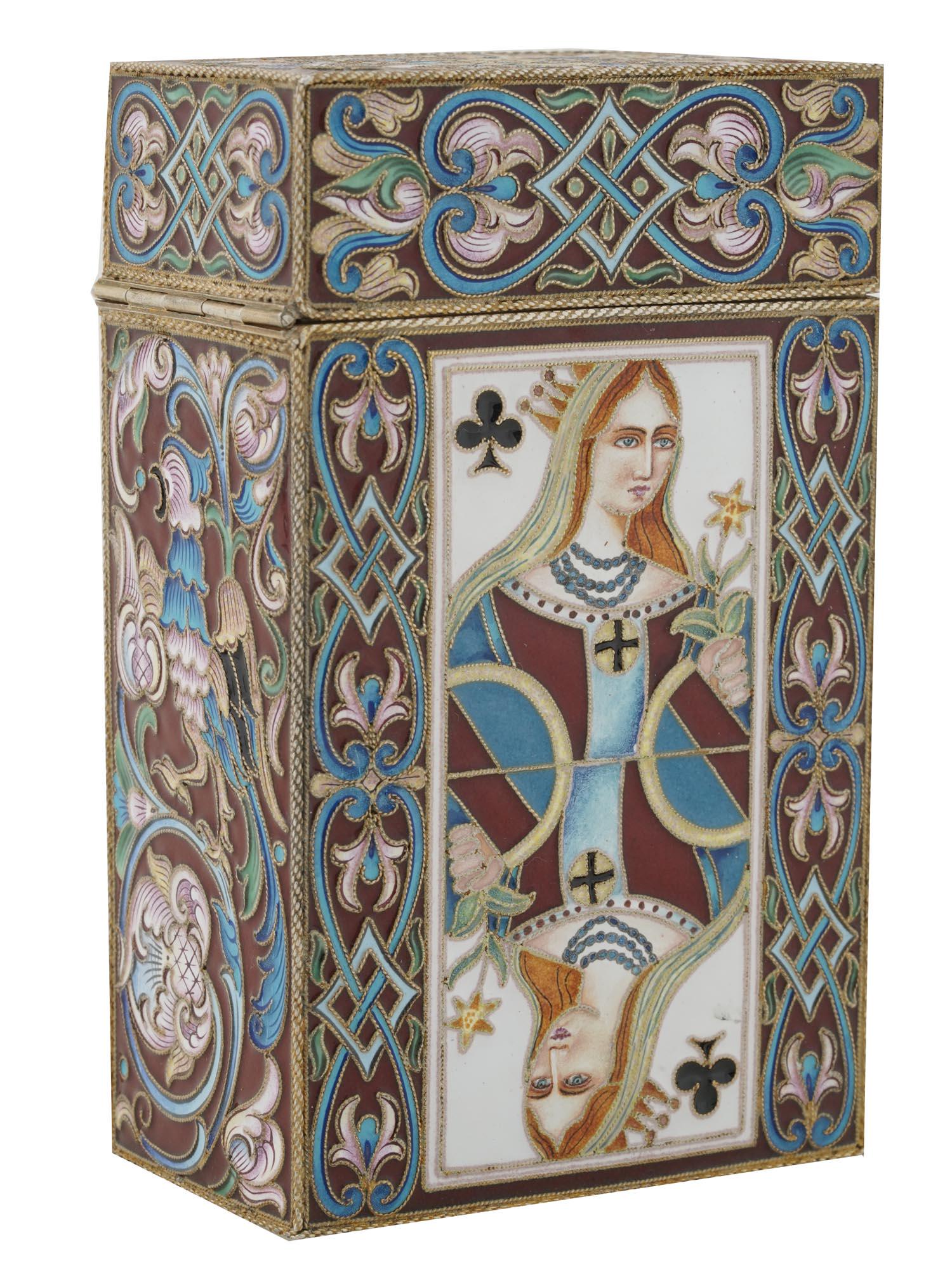 RUSSIAN GILT SILVER CLOISONNE ENAMEL CARD CASE (1 of 10)