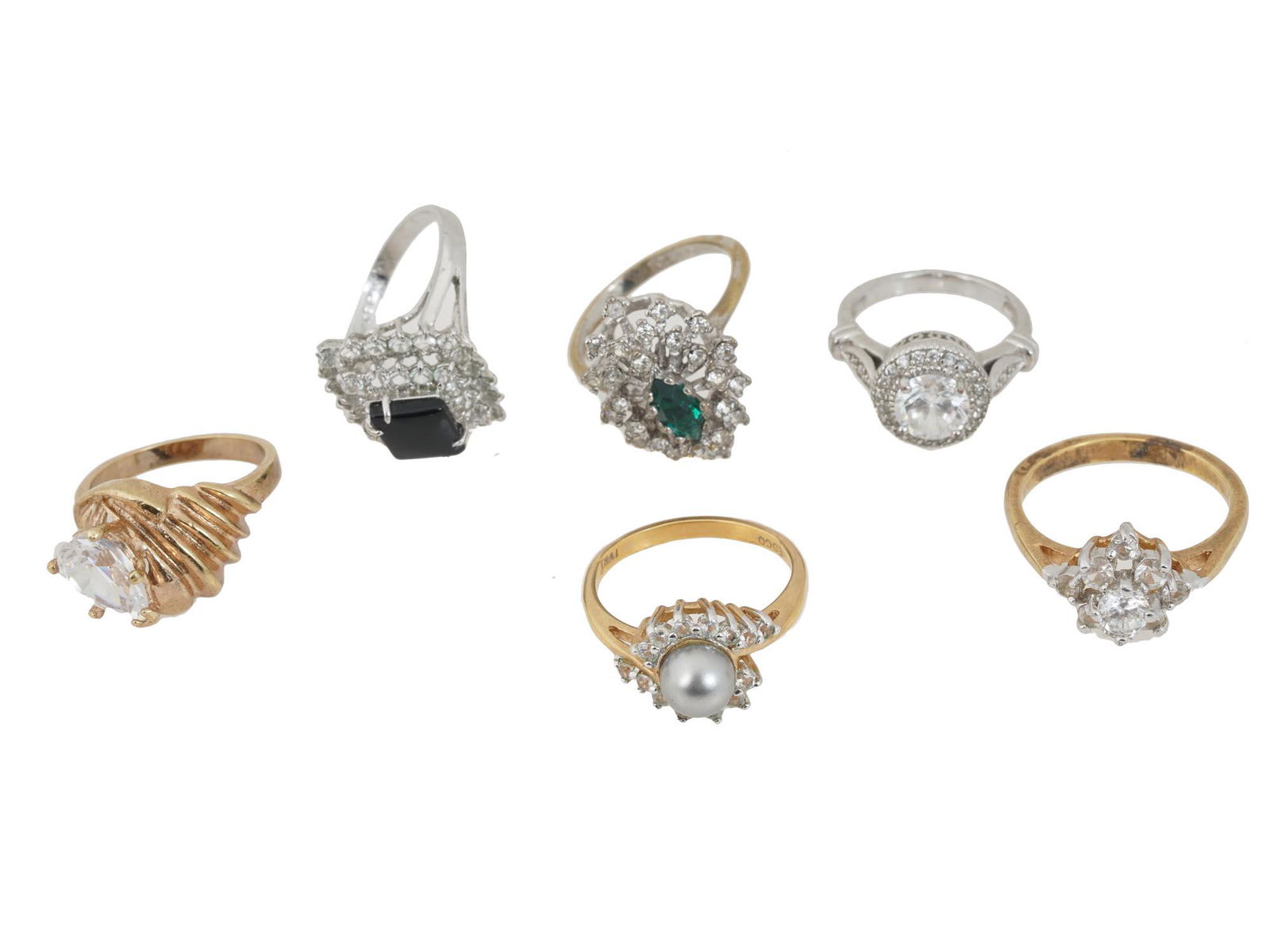 GOLDEN AND SILVER TONED RINGS WITH INLAID STONES (1 of 12)