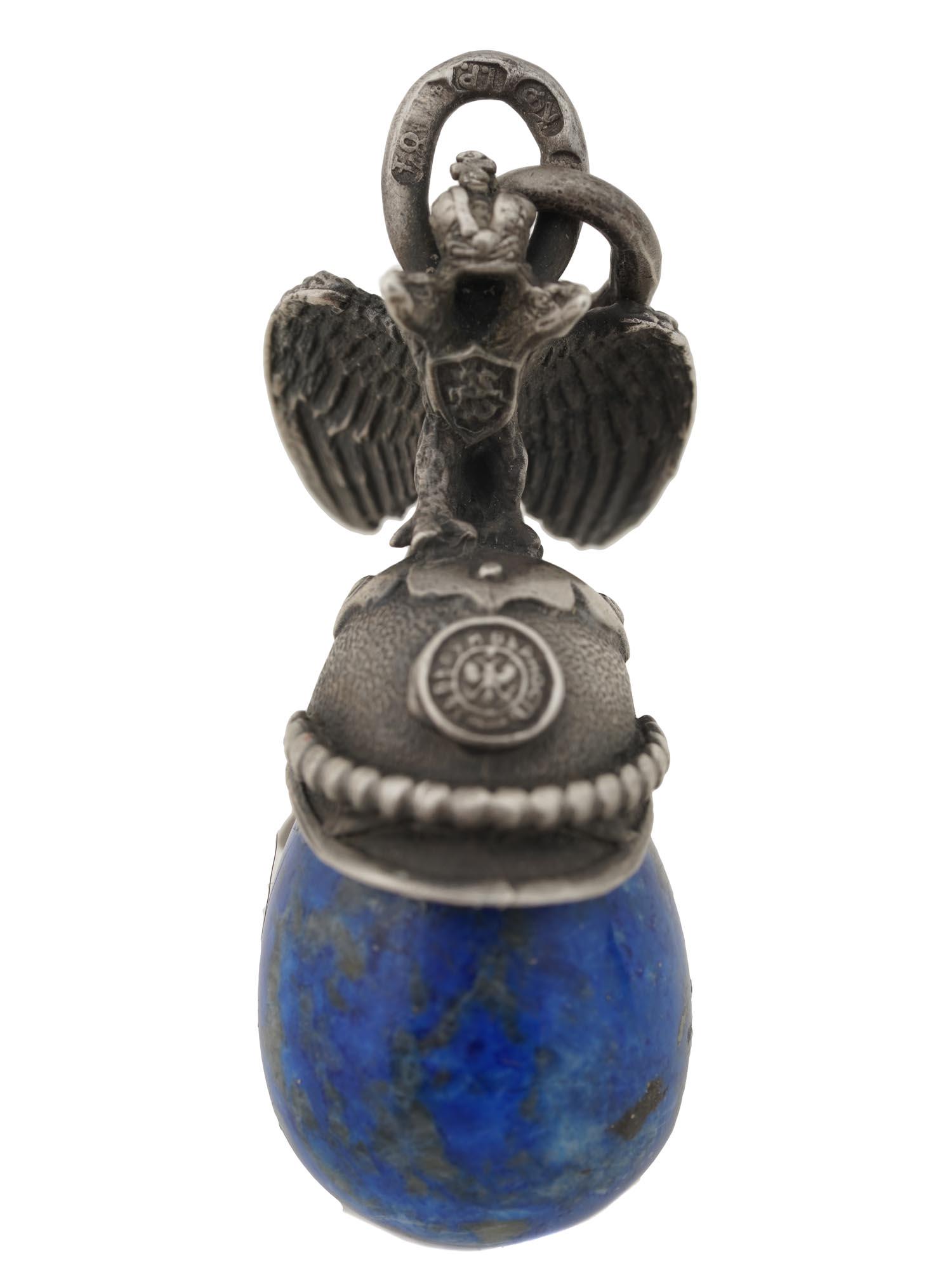 RUSSIAN SILVER LAPIS LAZULI HELMET EGG PENDANT (1 of 6)