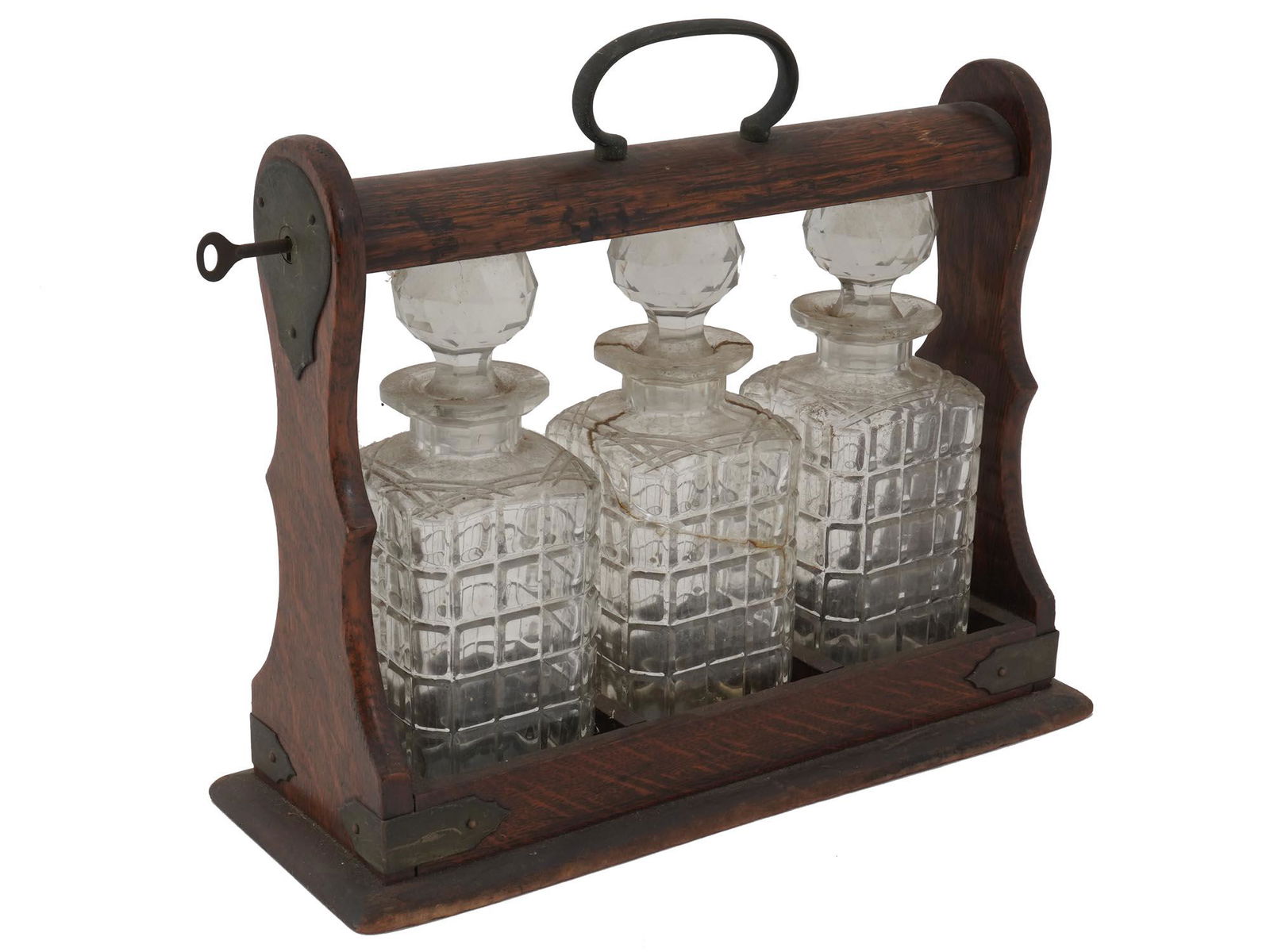 ANTIQUE CRYSTAL BOTTLE WHISKEY DECANTER TANTALUS (1 of 10)