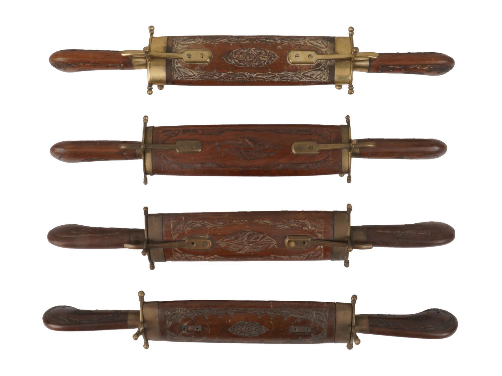 VINTAGE INDIAN WOOD AND BRASS SERVING SETS (1 of 14)