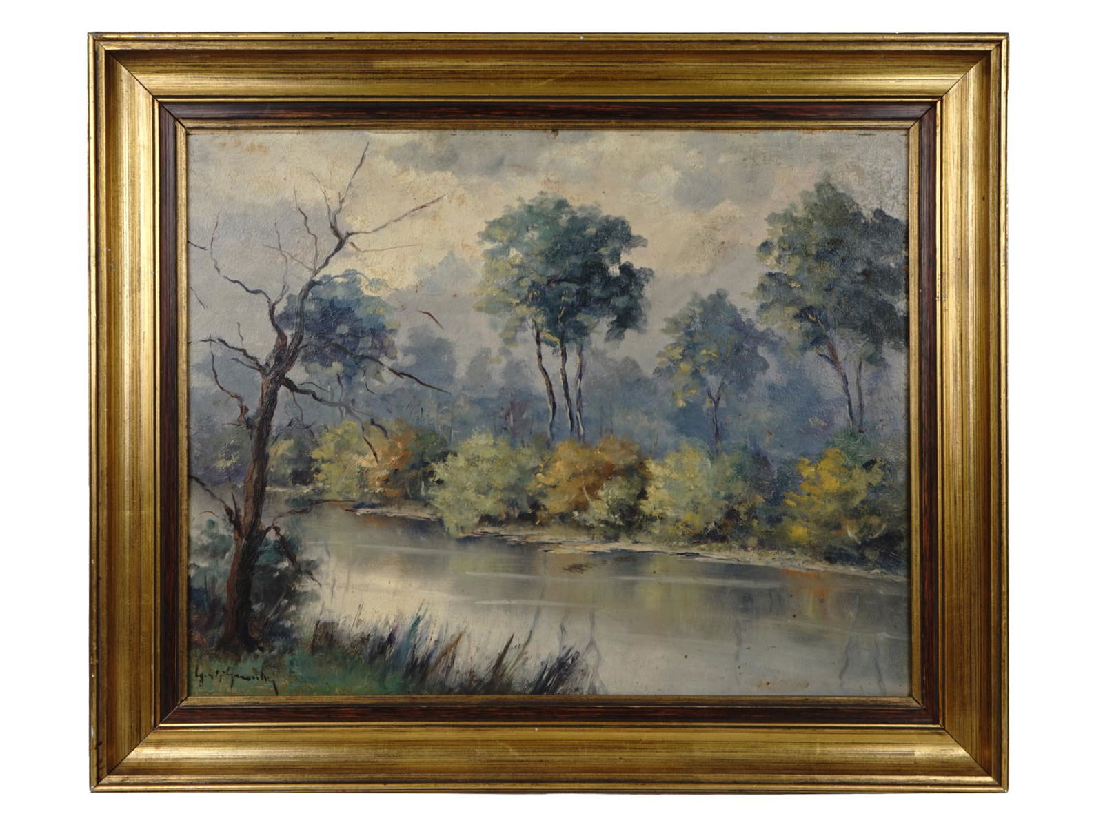 EUROPEAN SCHOOL OIL PAINTING OF LANDSCAPE SIGNED (1 of 8)