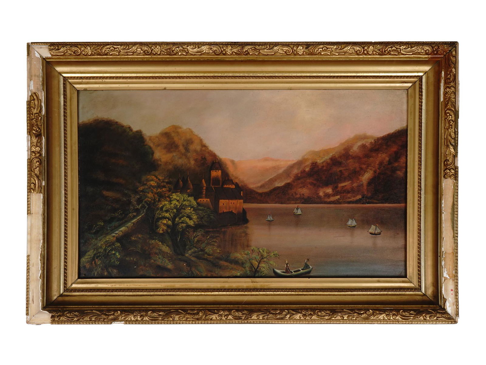 EUROPEAN SCHOOL OIL PAINTING CHATEAU DE CHILLON (1 of 10)