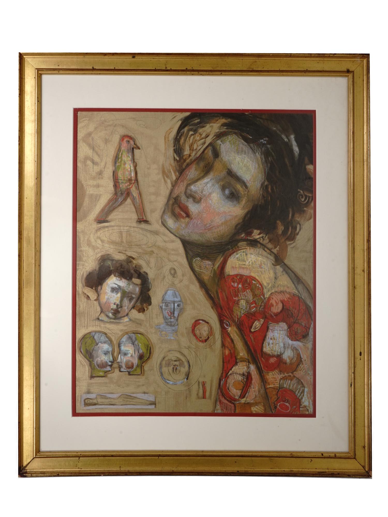 SURREALIST CHARCOAL DRAWING ATTR TO GUSTAV KLIMT (1 of 10)