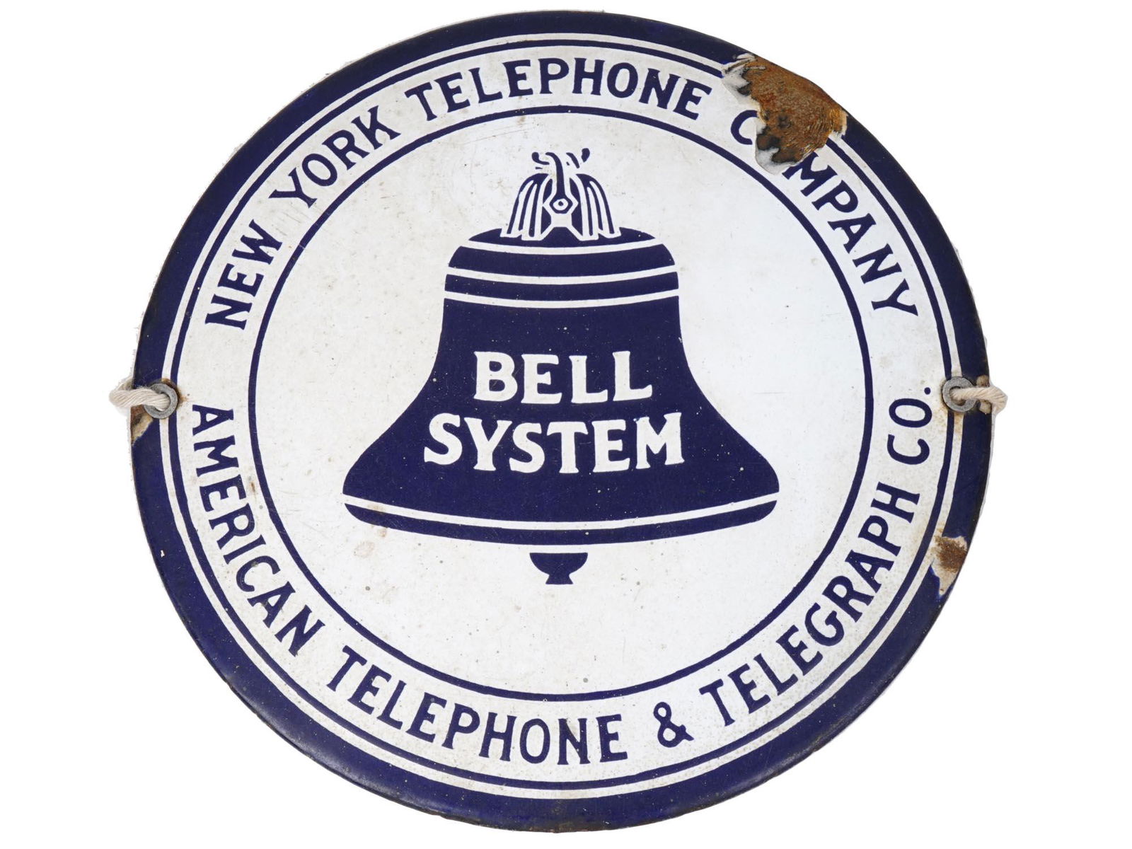 ANTIQUE AMERICAN 1930S BELL SYSTEM TELEPHONE SIGN (1 of 5)