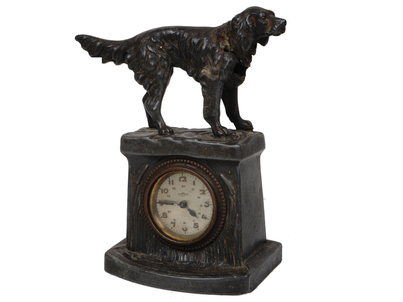 ANTIQUE GERMAN KIENZLE DESK CLOCK WITH DOG FIGURE (1 of 9)