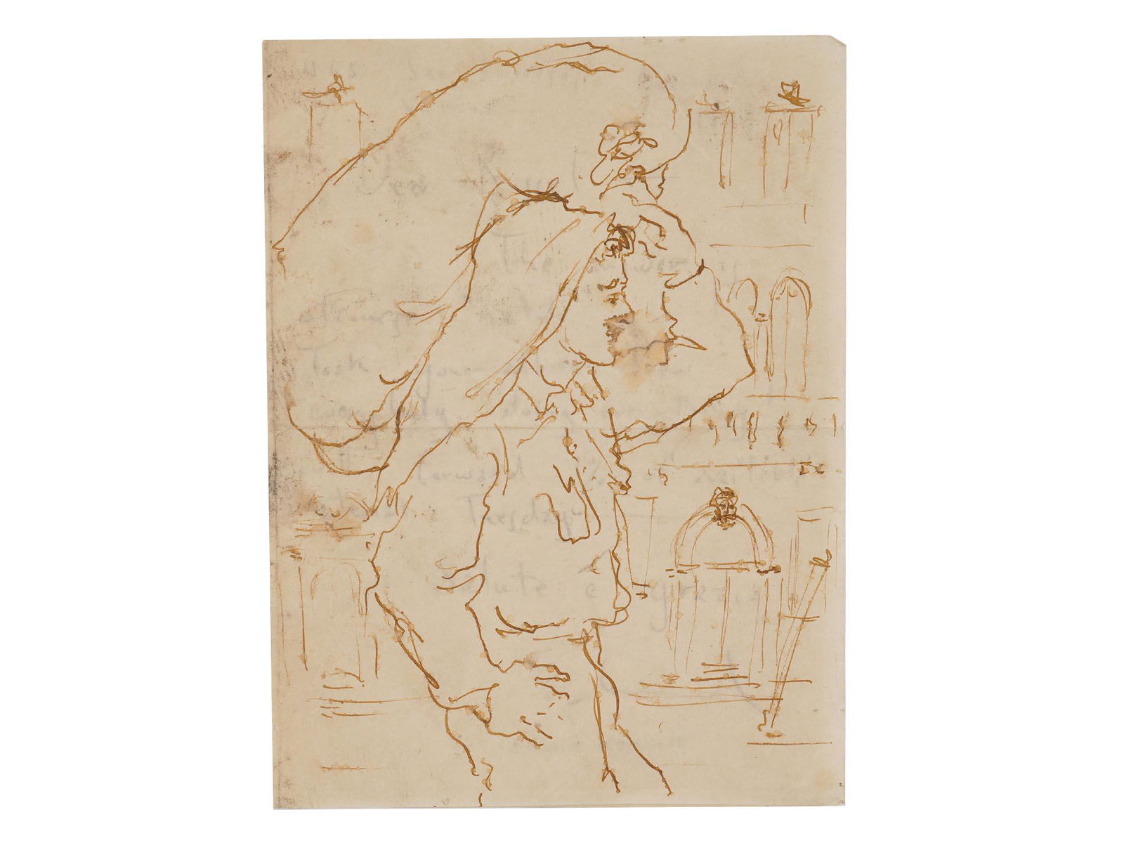 LETTER WITH INK DRAWING SIGNED BY EDWARD MELCARTH (1 of 3)