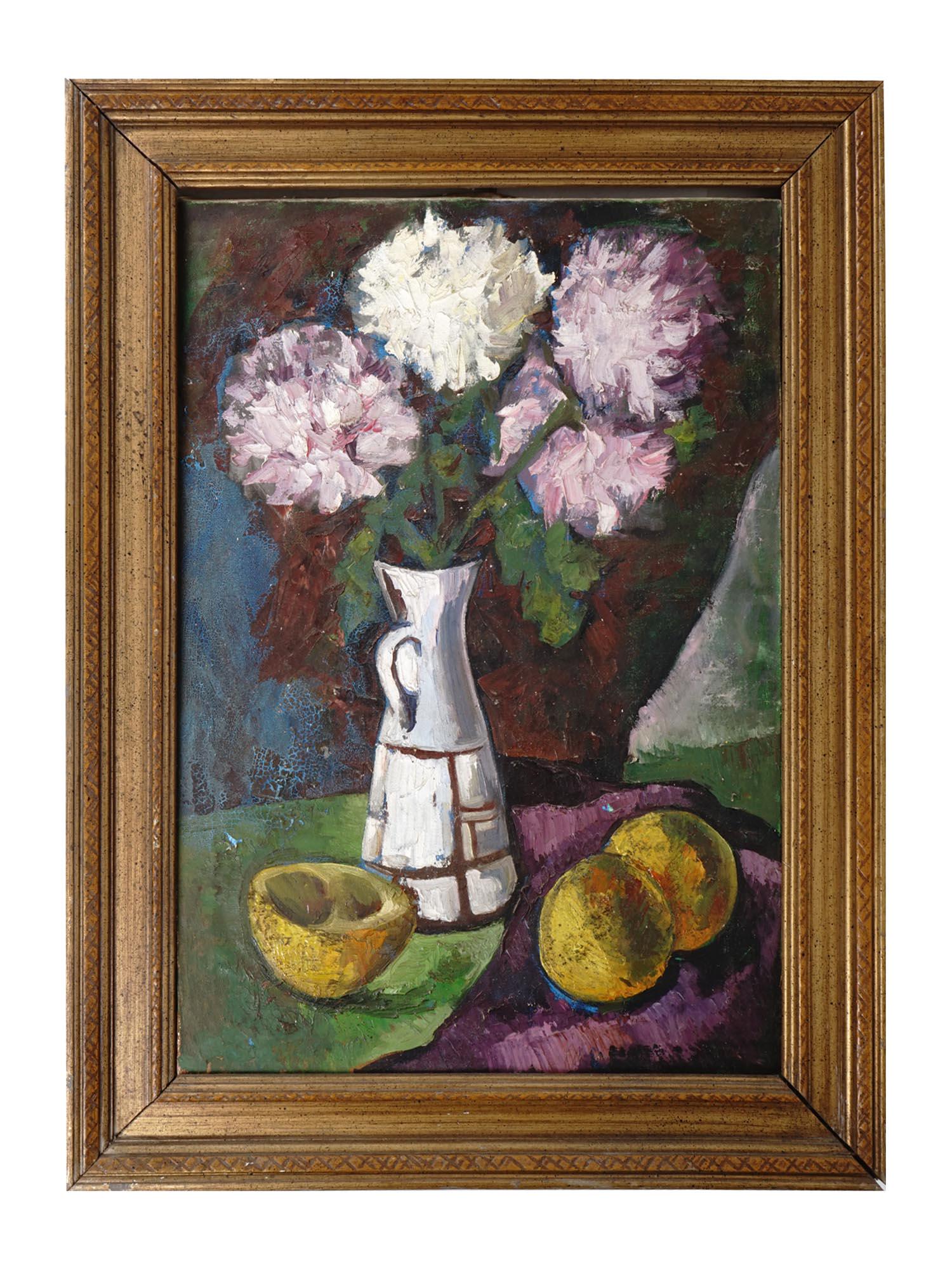 VINTAGE STILL LIFE VASE WITH FLOWERS PAINTING (1 of 8)