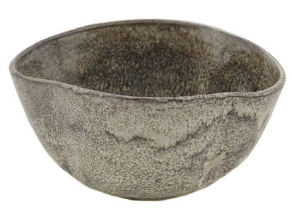 ARTISTIC CERAMIC BOWL LEE HALPERN STUDIO POTTERY: Lea Halpern, 1901-1985, Dutch-American designer and ceramist. An artistic ceramic bowl of an irregular shape. Brown and grey color, marble-like design. Personal numbers 240PH, 427BP. Collectible Desig